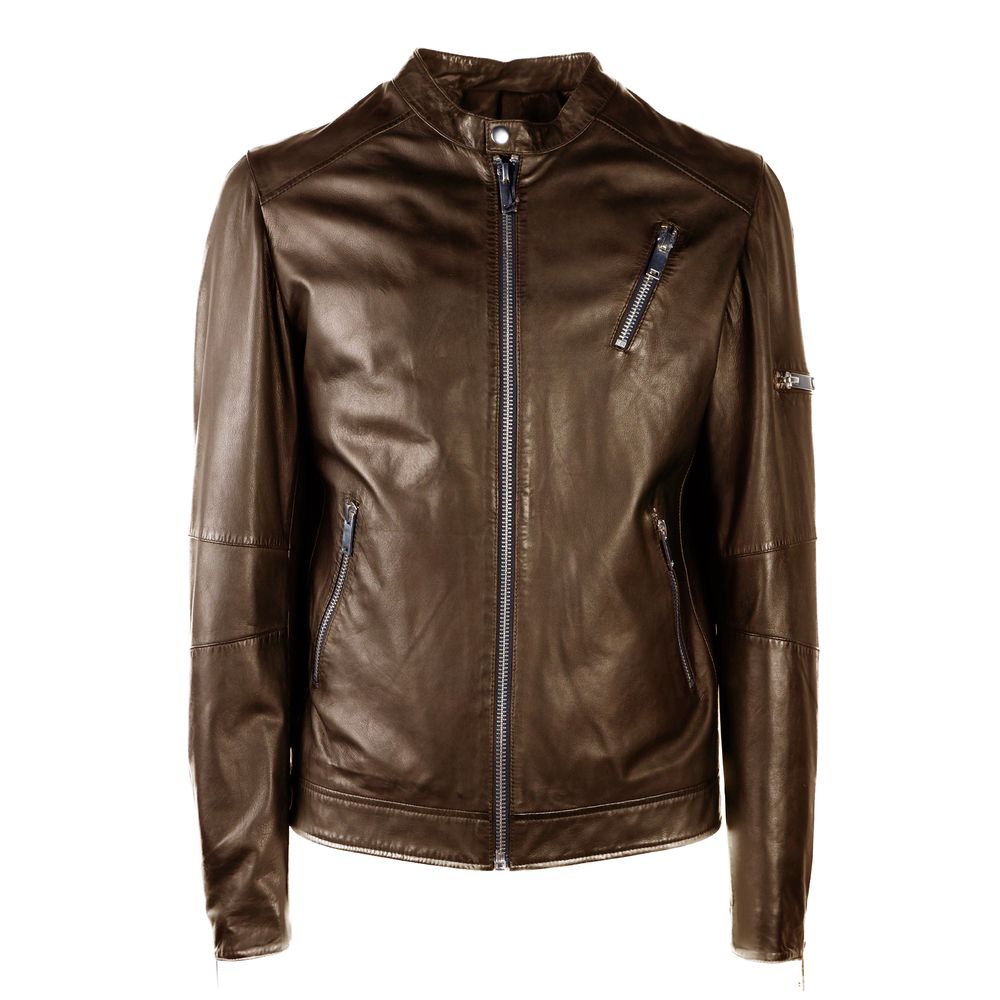 Veste Emilio Romanelli en cuir marron
