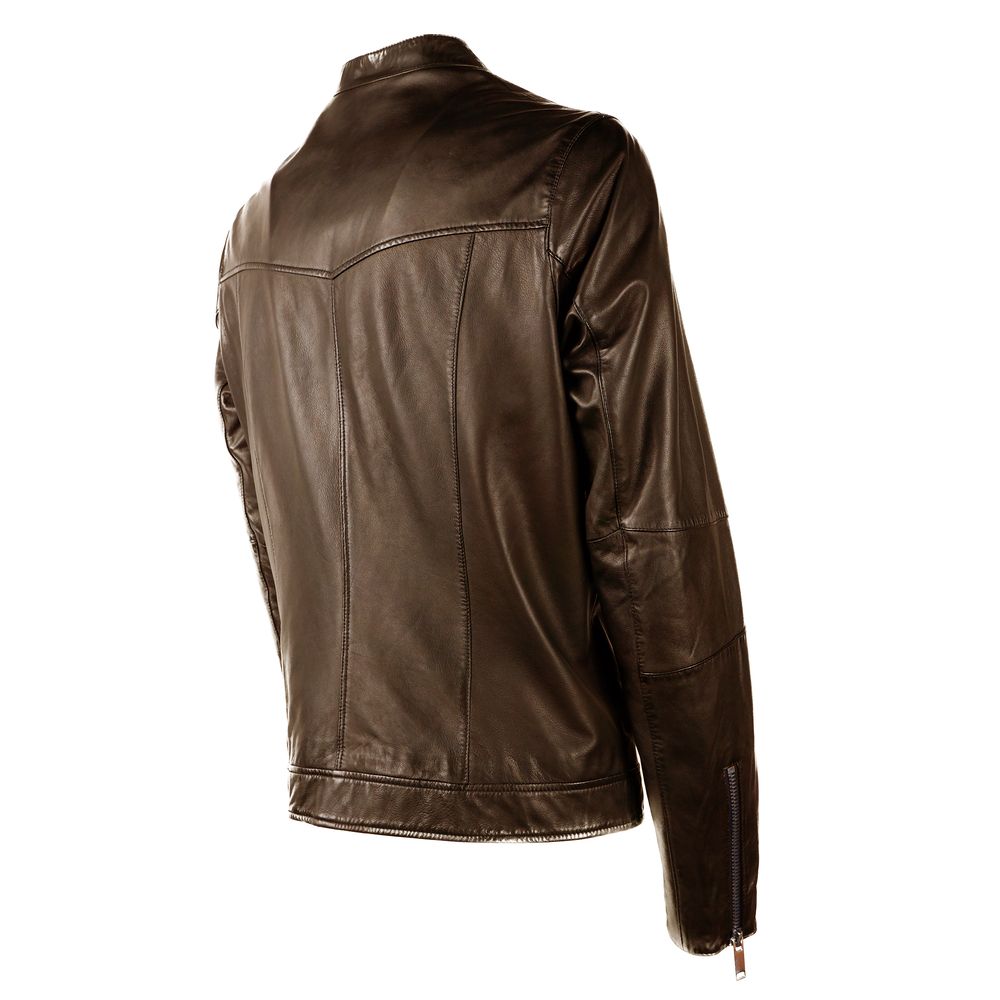 Veste Emilio Romanelli en cuir marron