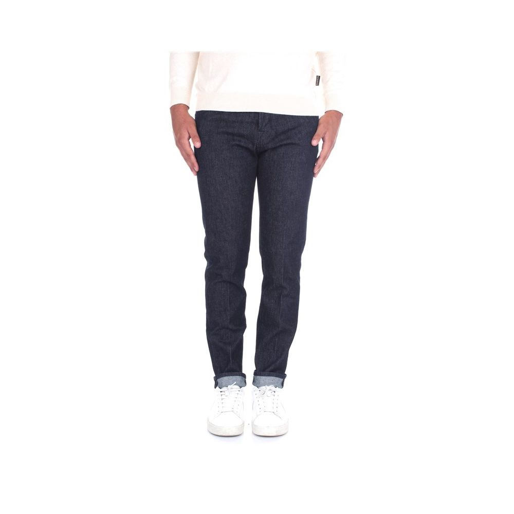 Jeans Designer avec Détail Cuir bleus