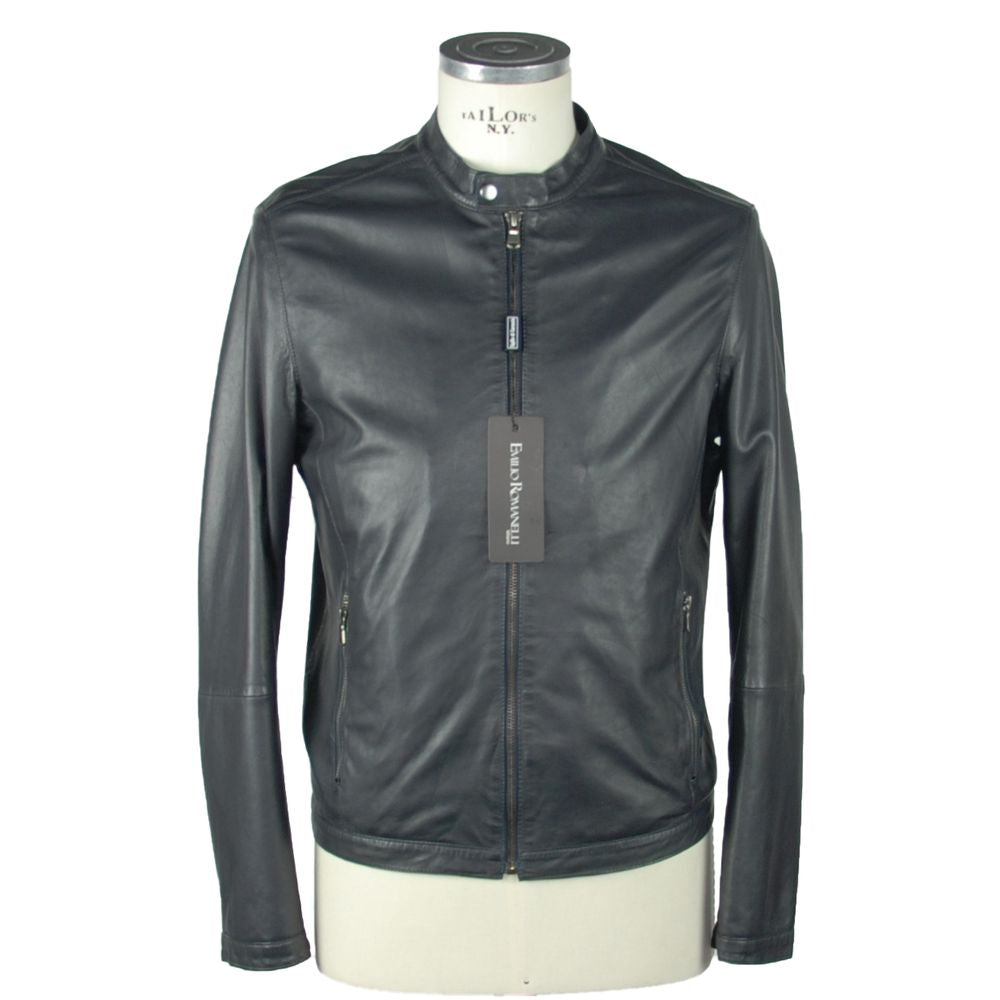 Veste Emilio Romanelli en cuir bleue