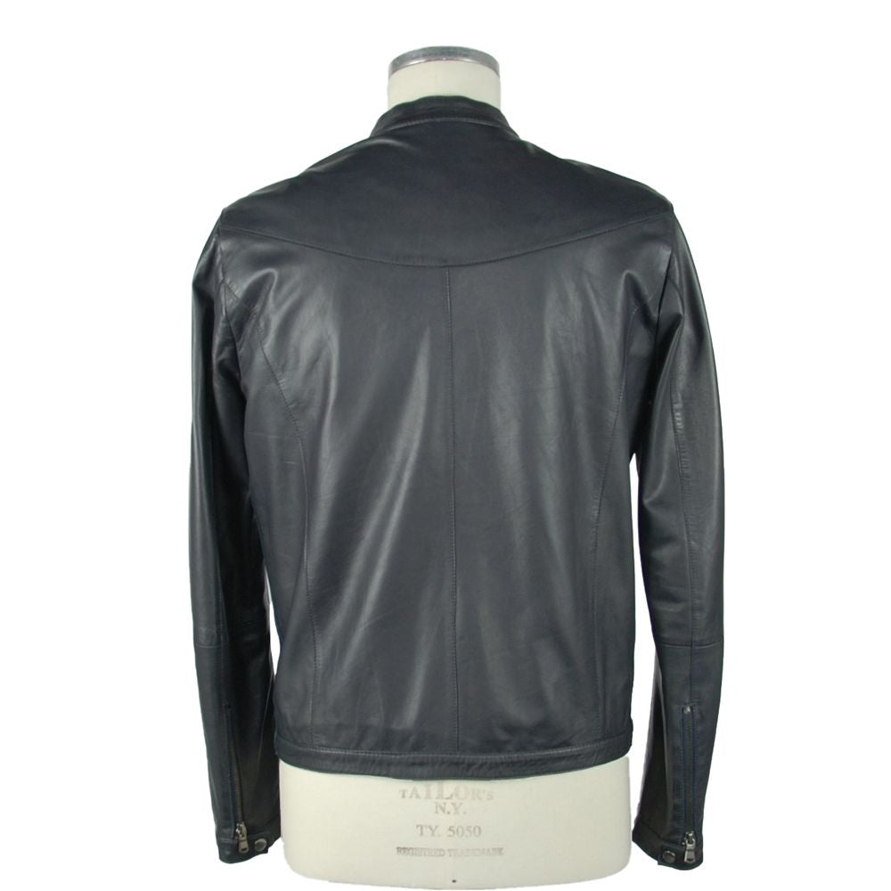 Veste Emilio Romanelli en cuir bleue
