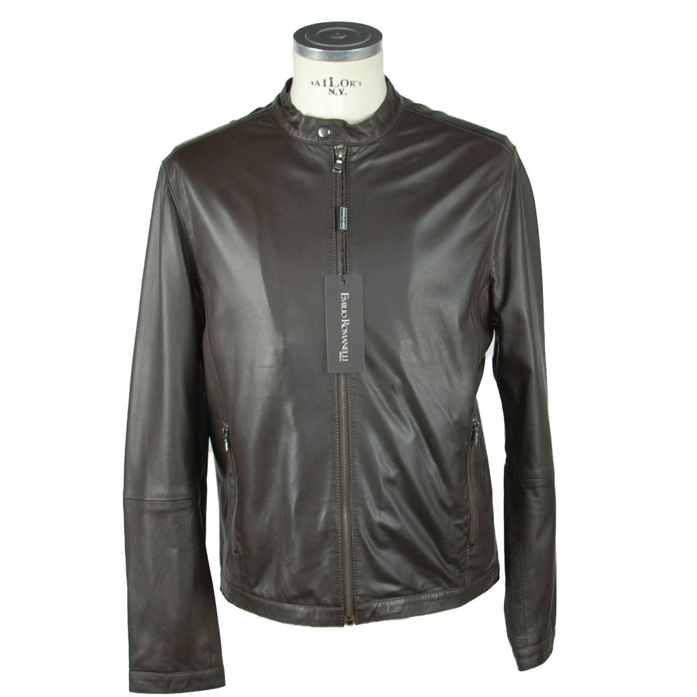 Veste Emilio Romanelli en cuir marron