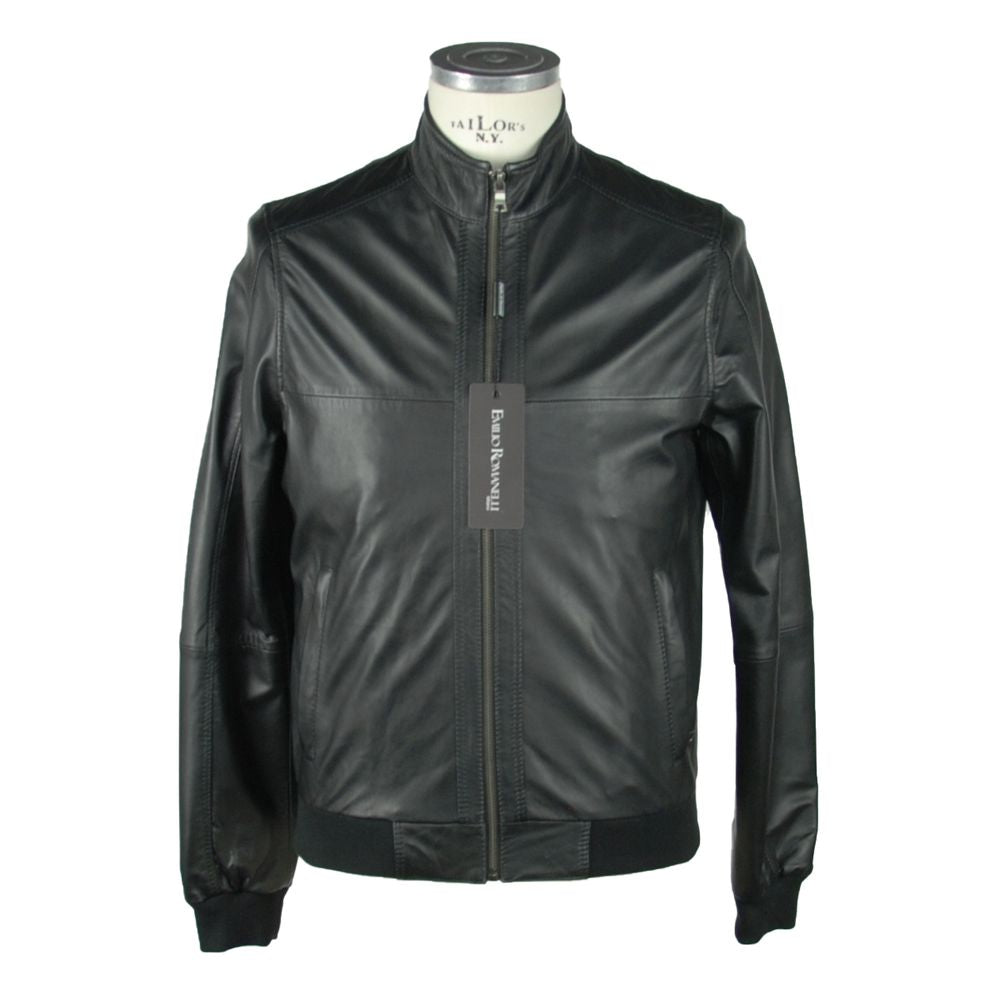 Veste en cuir Emilio Romanelli noire