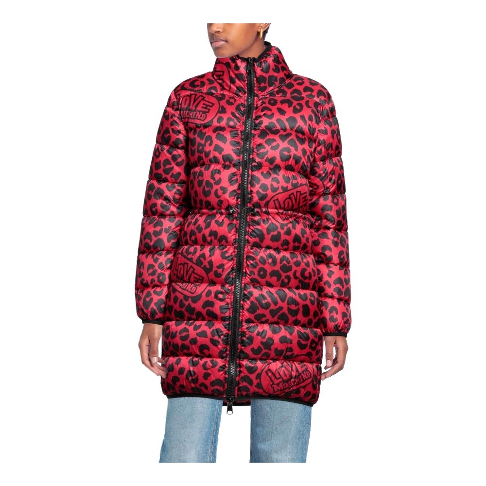 Doudoune Love Moschino imprimé léopard rose