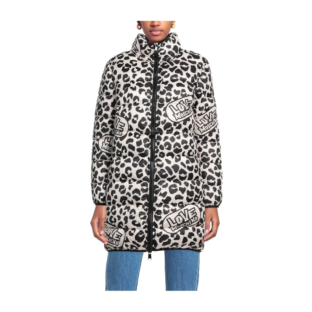 Doudoune Love Moschino imprimé léopard blanche