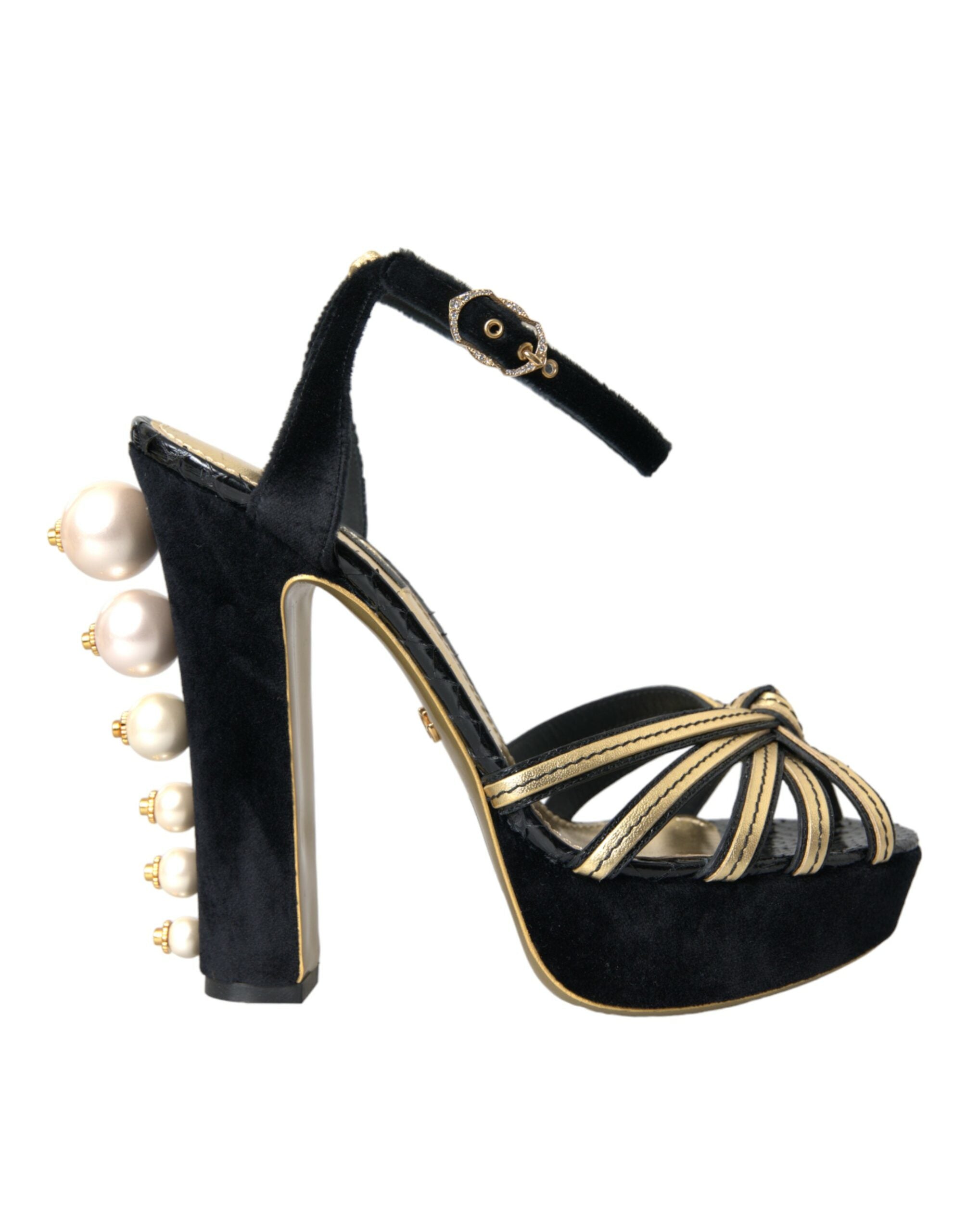 Sandales Dolce & Gabbana noires dorées