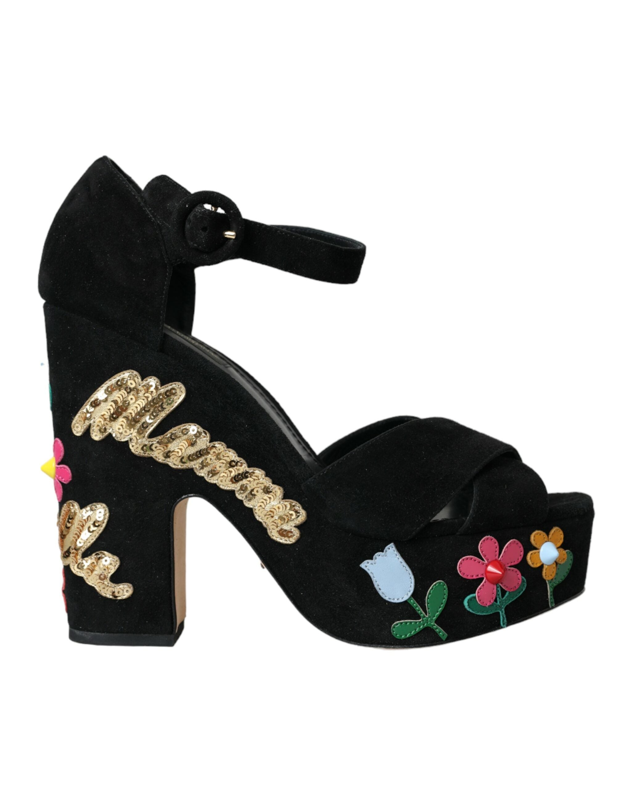 Sandales Dolce & Gabbana à fleurs noires