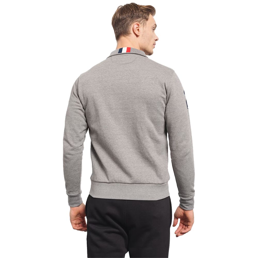 Sweat à zip La Martina gris mélangé