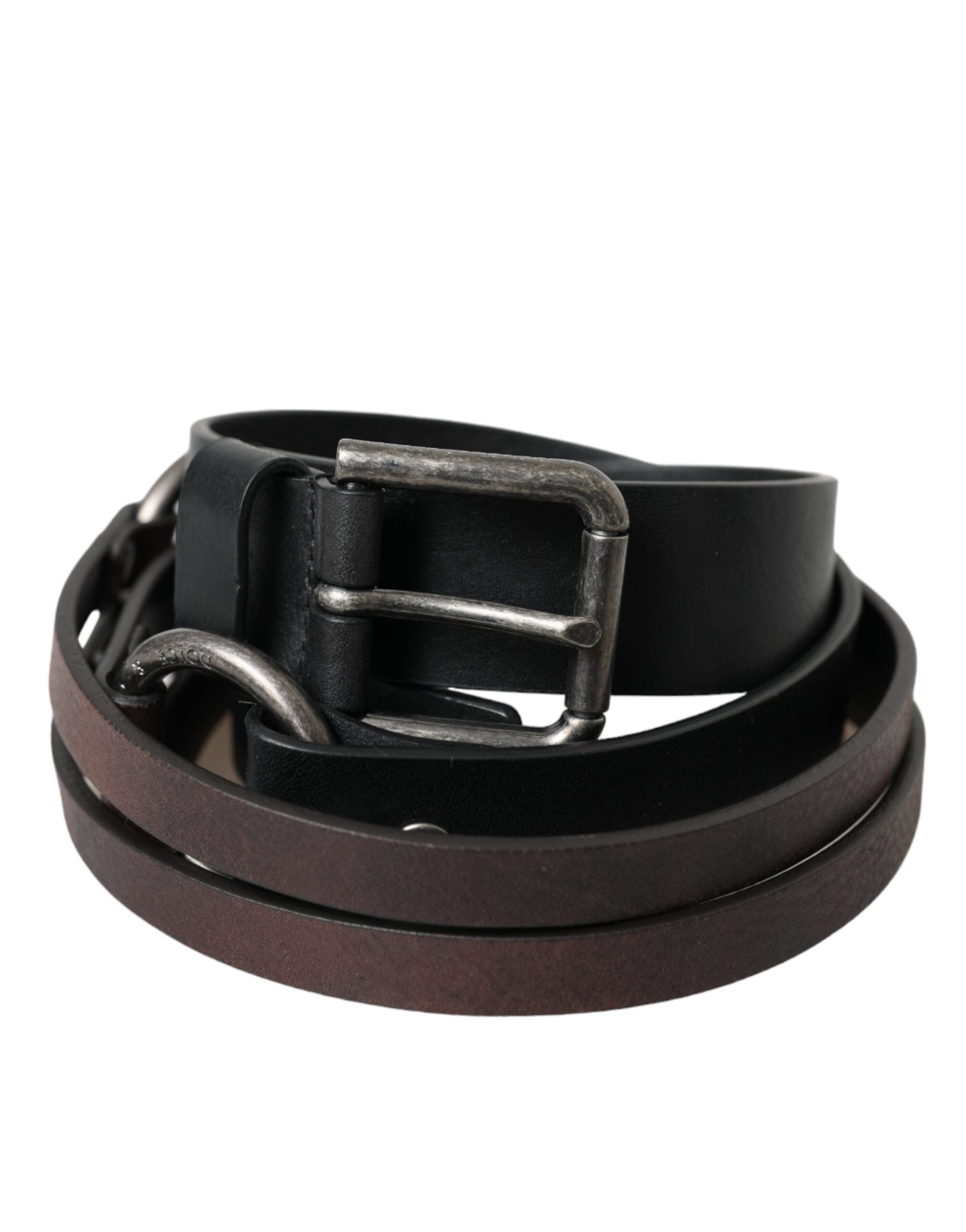 Ceinture Dolce & Gabbana bi-matière noire et marron