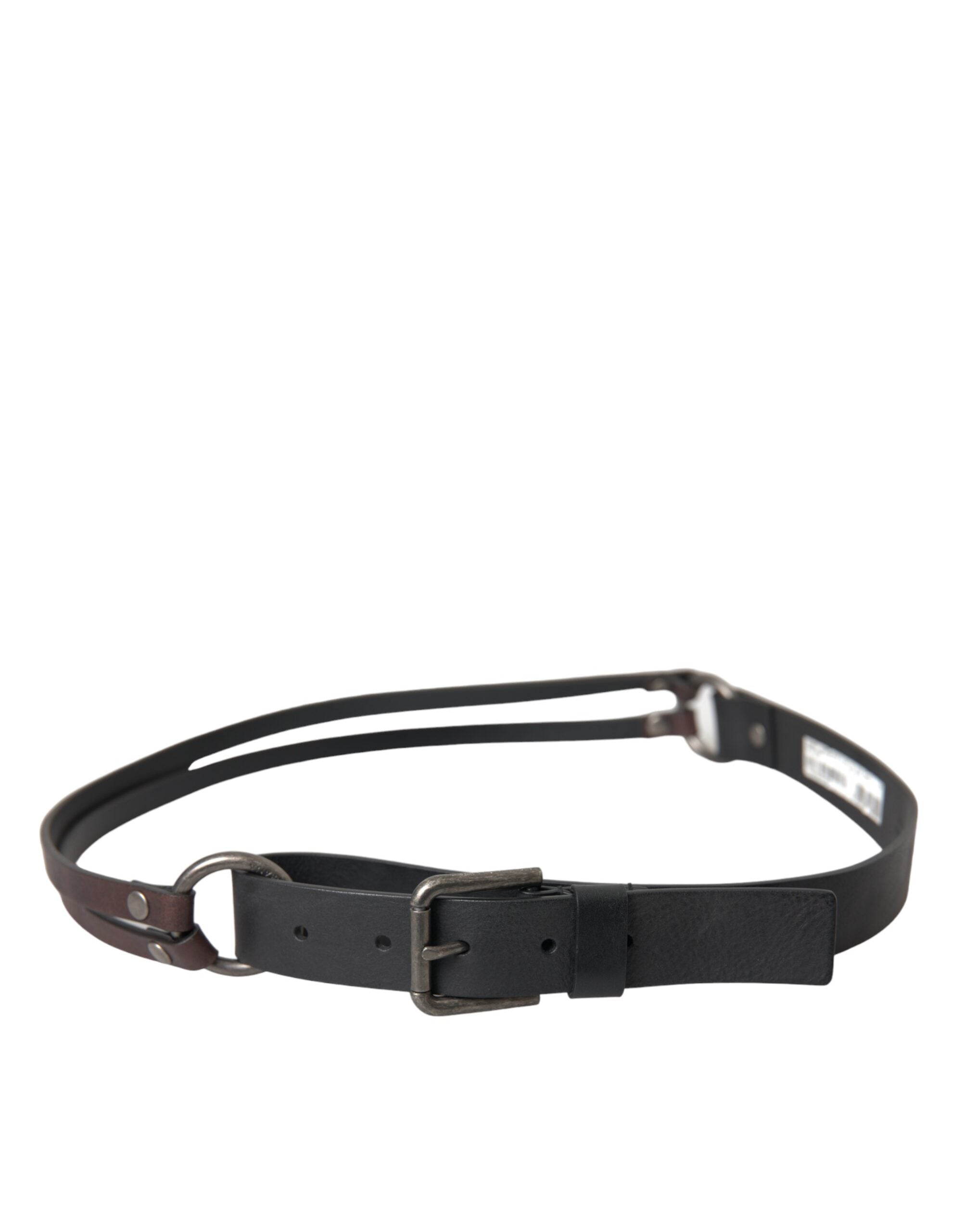 Ceinture Dolce & Gabbana bi-matière noire et marron