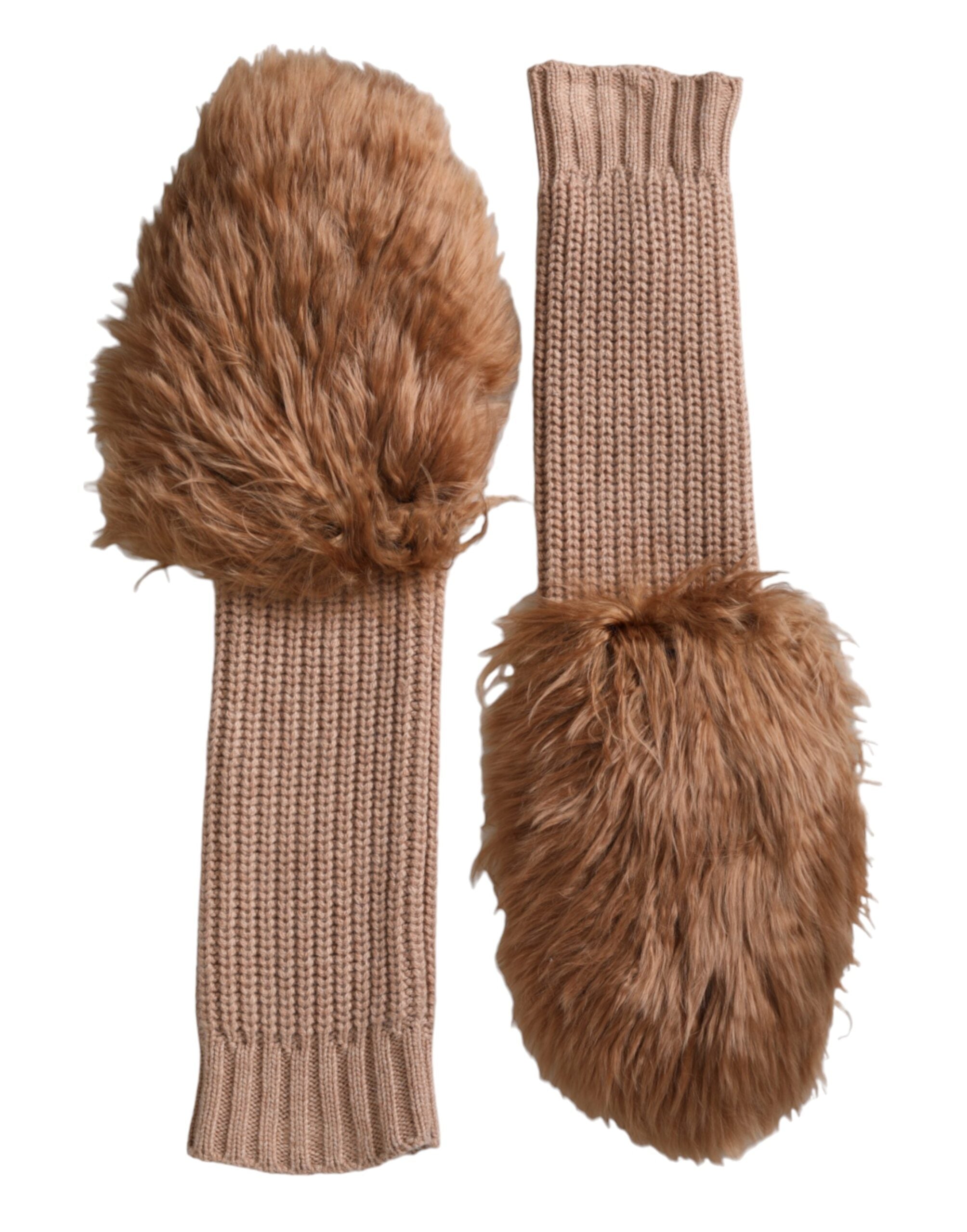 Gants Dolce & Gabbana en fourrure bruns
