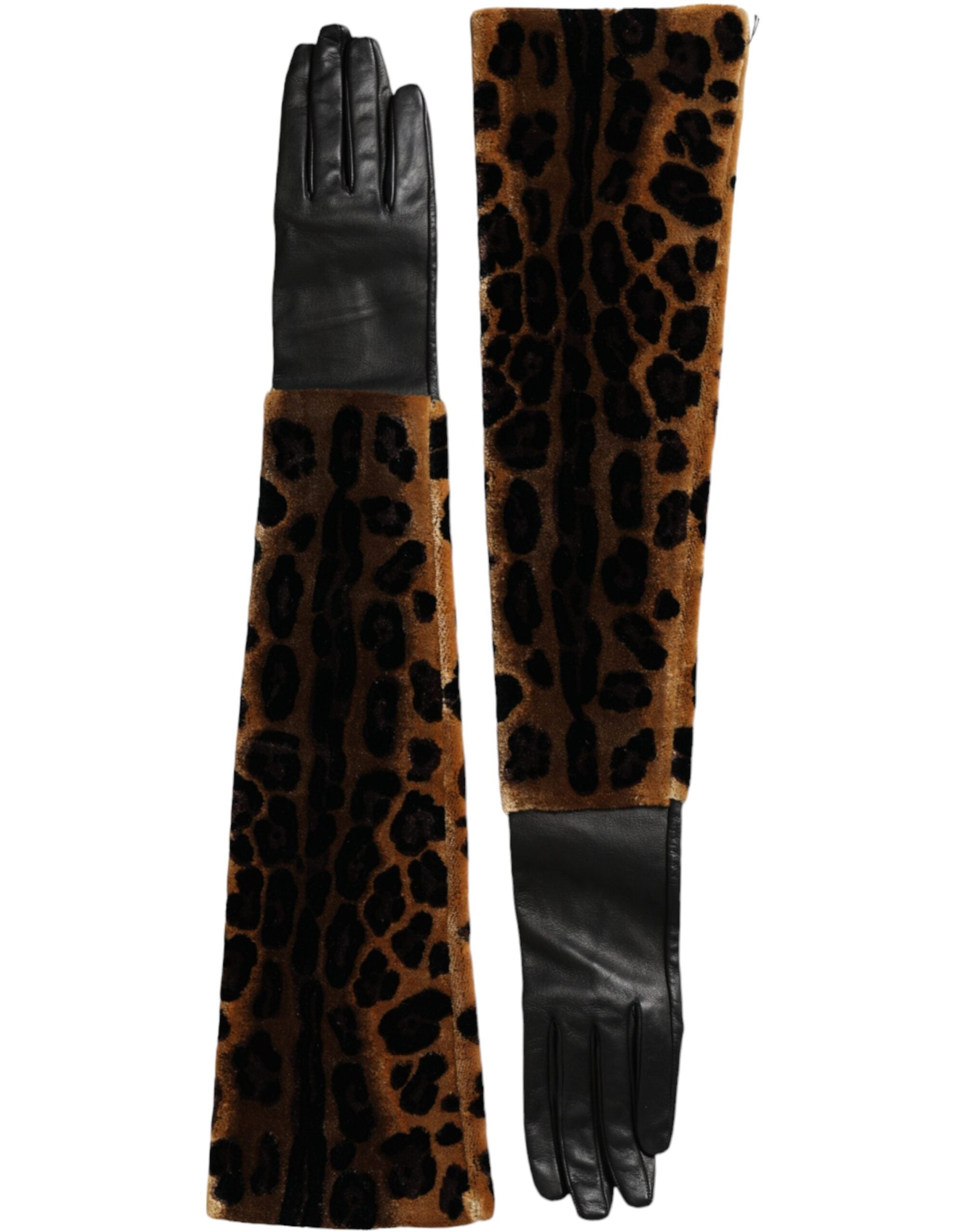 Gants Dolce & Gabbana en cuir marron noir