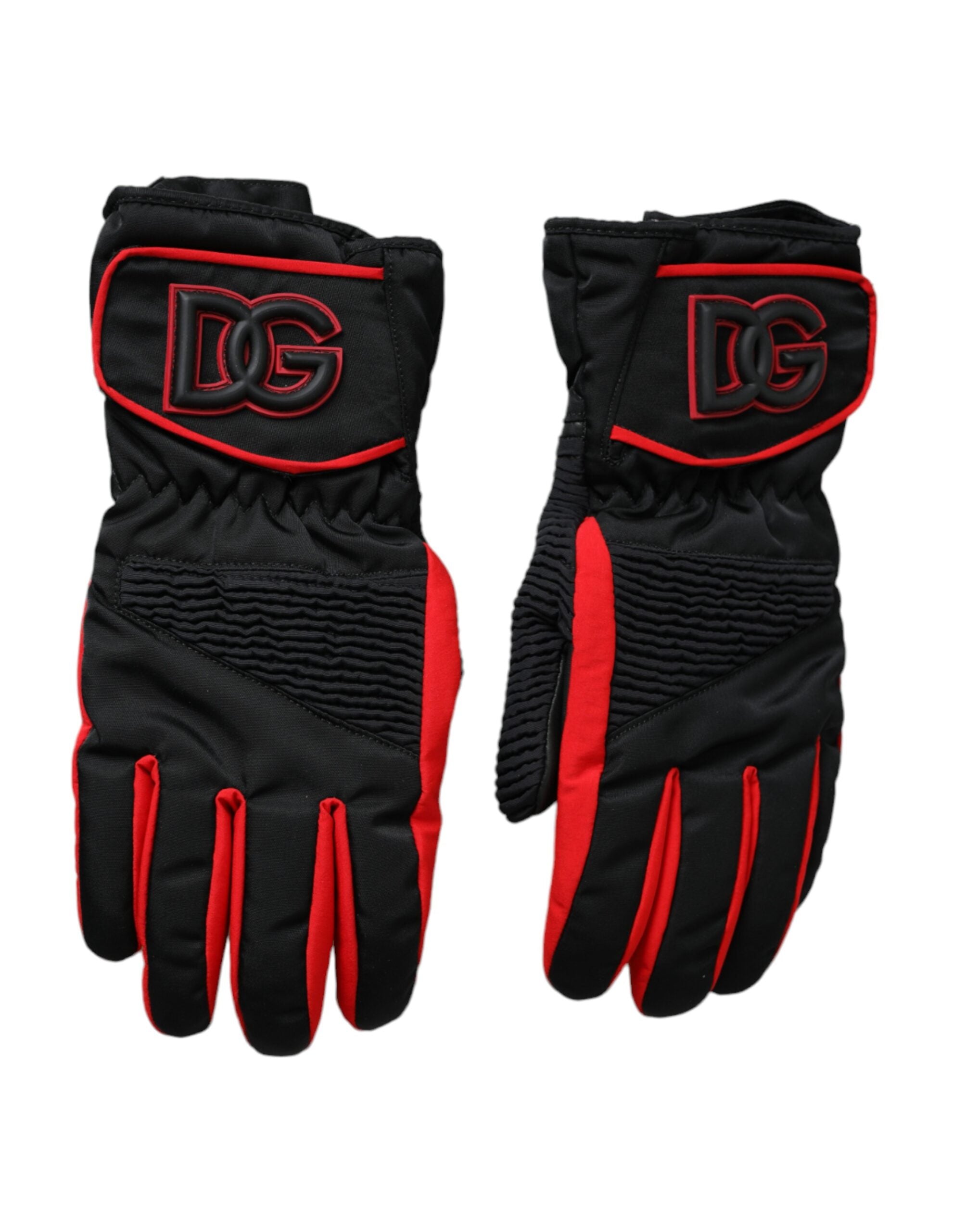Gants Dolce & Gabbana biker noirs rouges
