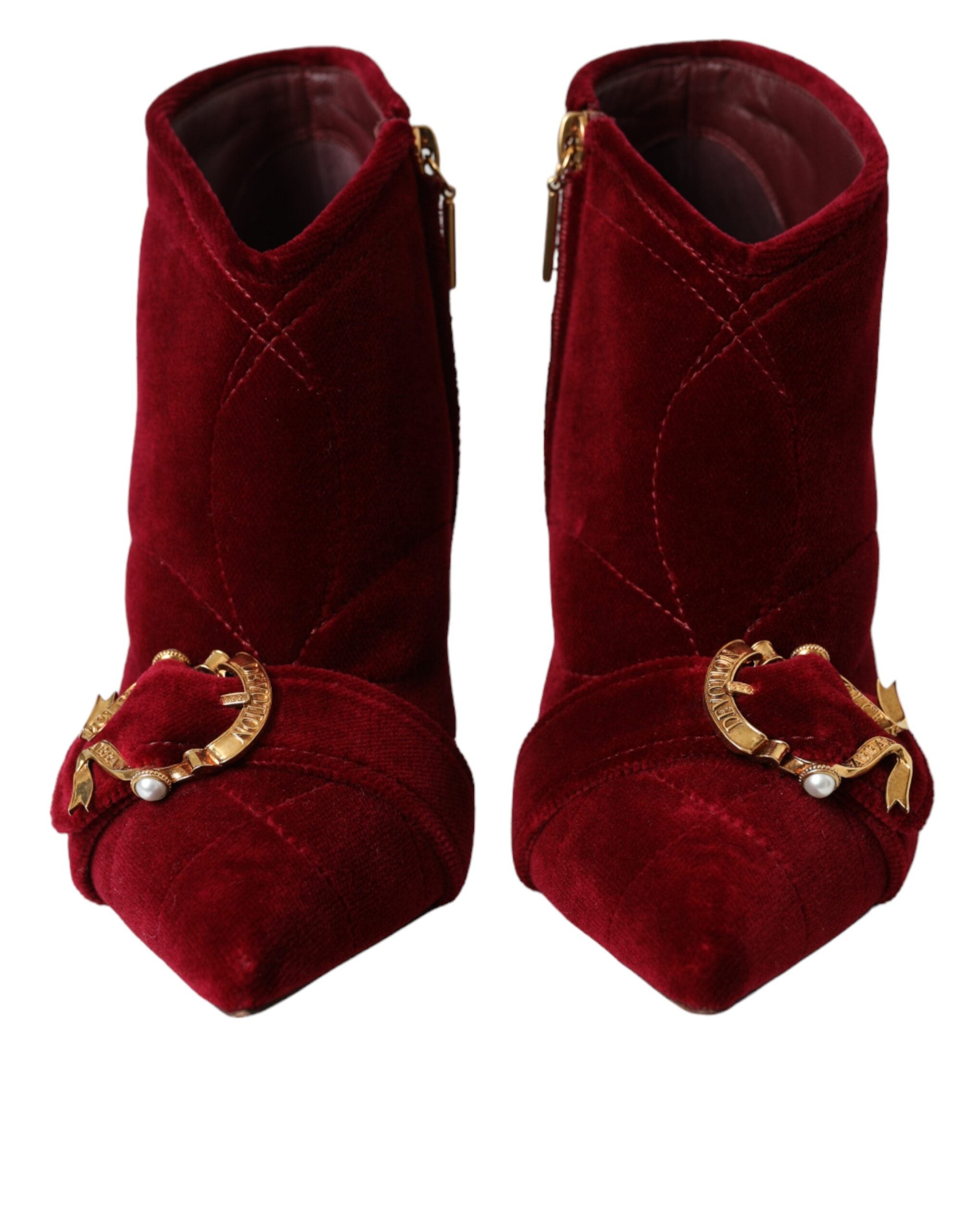 Bottines Dolce & Gabbana en velours rouge foncé