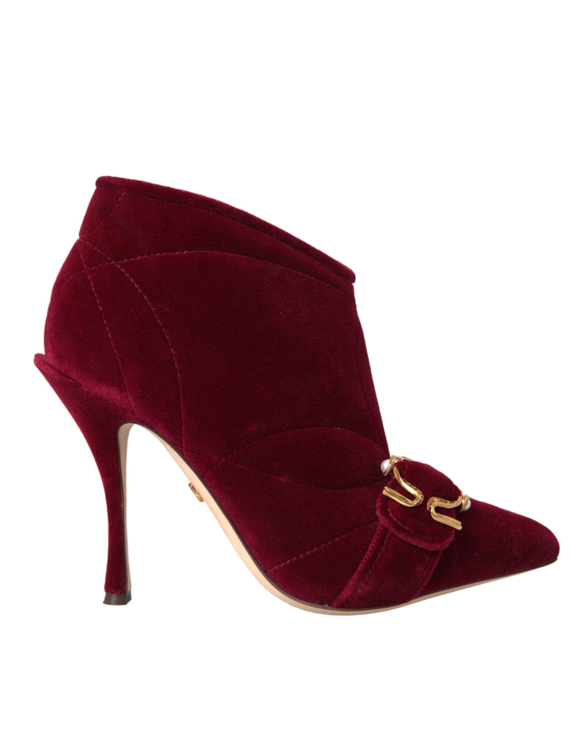 Bottines Dolce & Gabbana en velours rouge foncé