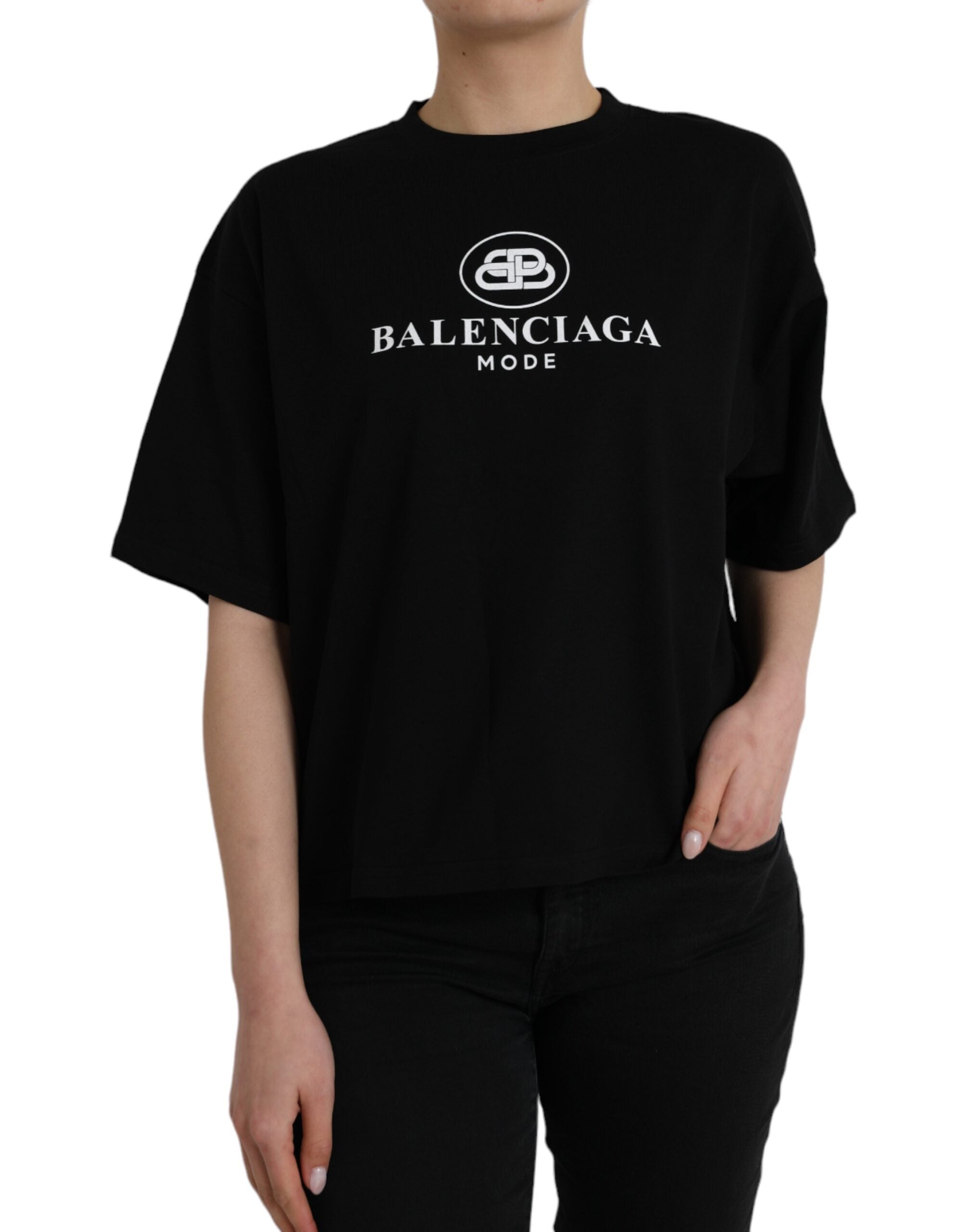 T-shirt Balenciaga logo noir