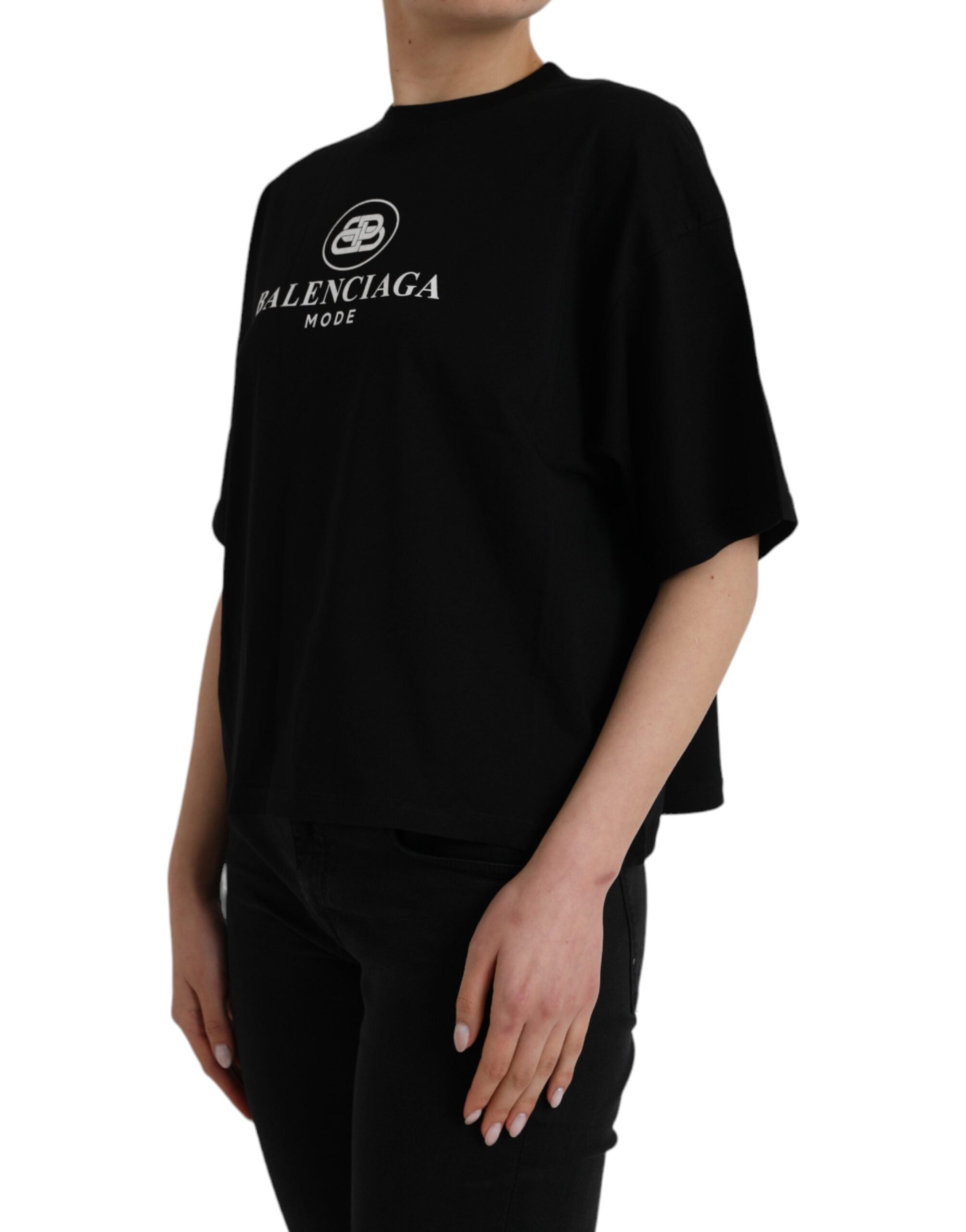 T-shirt Balenciaga logo noir