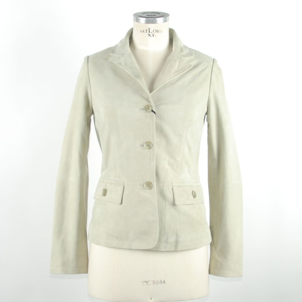Veste Emilio Romanelli blanche en cuir