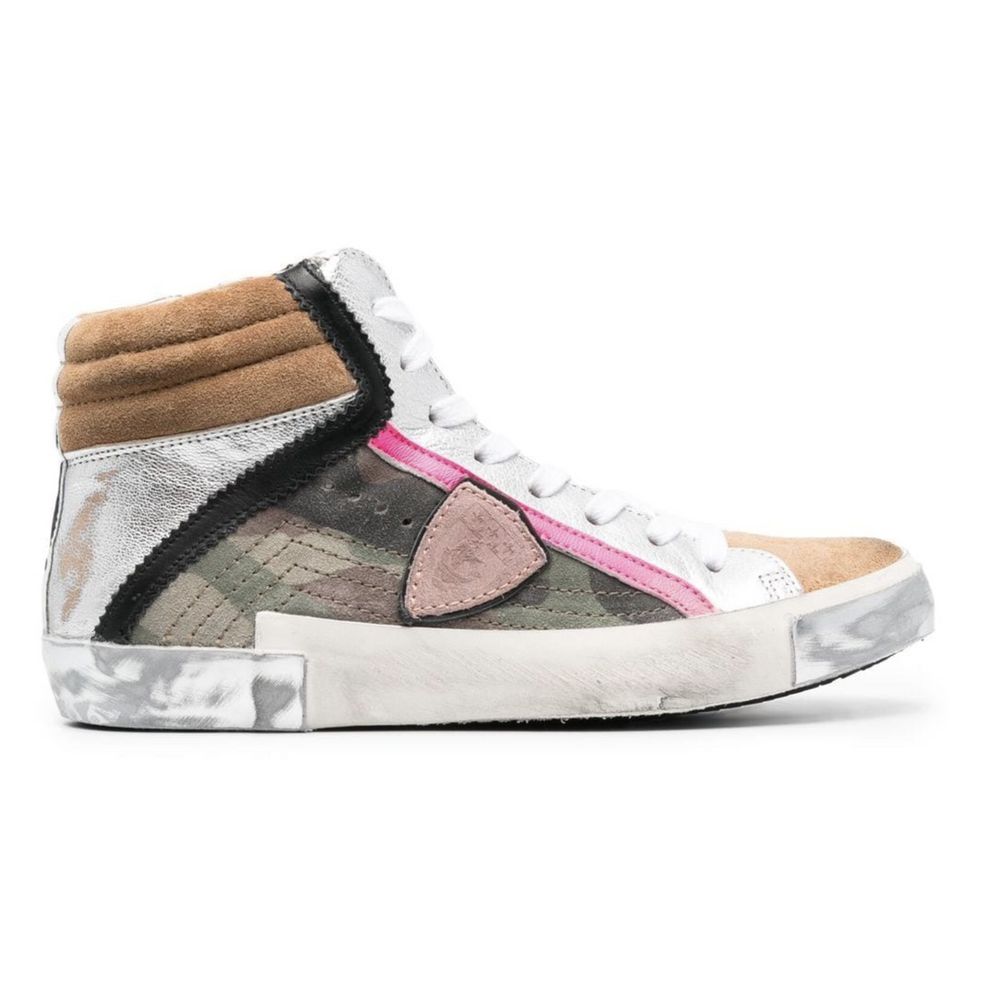 Baskets Philippe Model en cuir vert armée