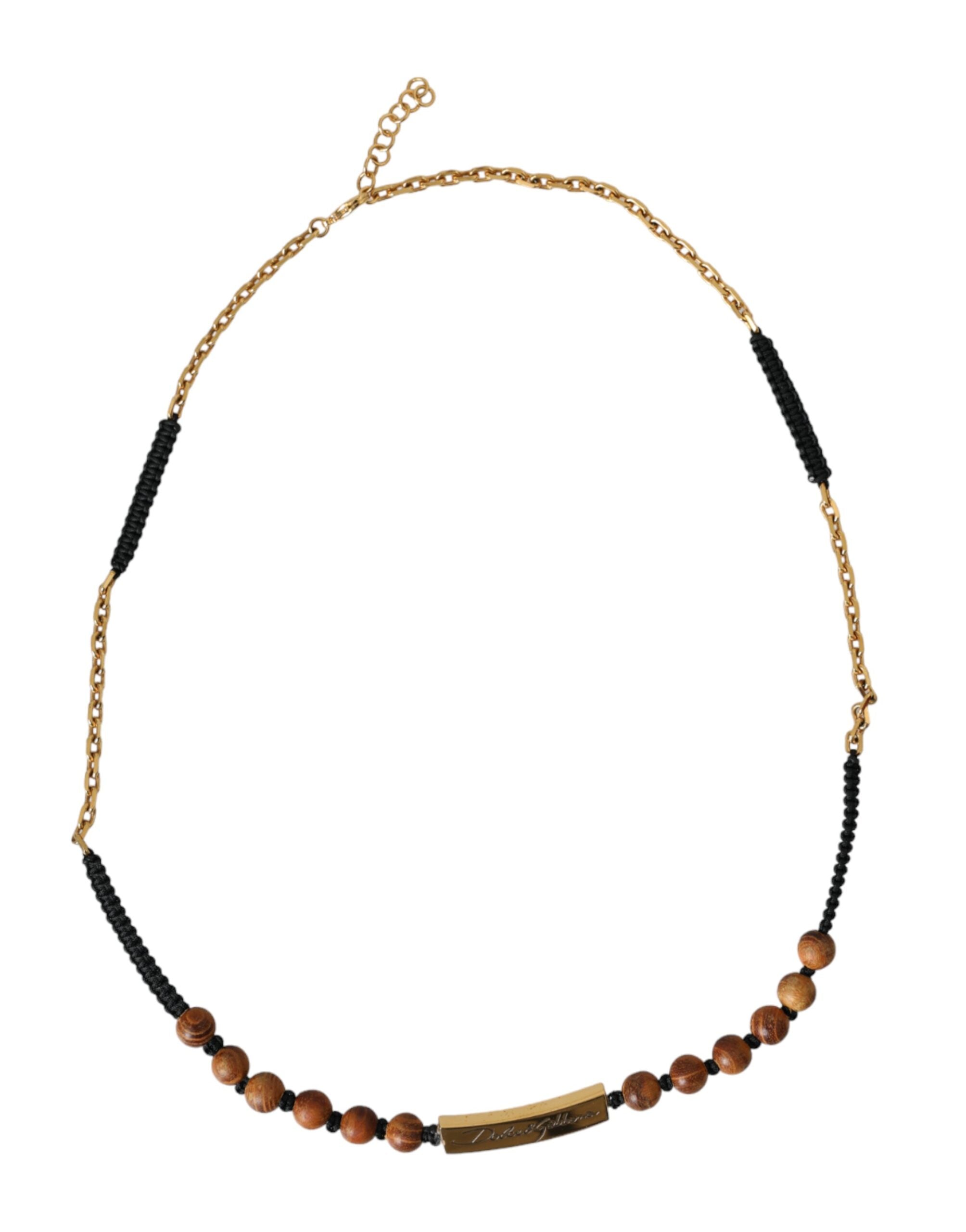 Collier Dolce & Gabbana en bois noir et or