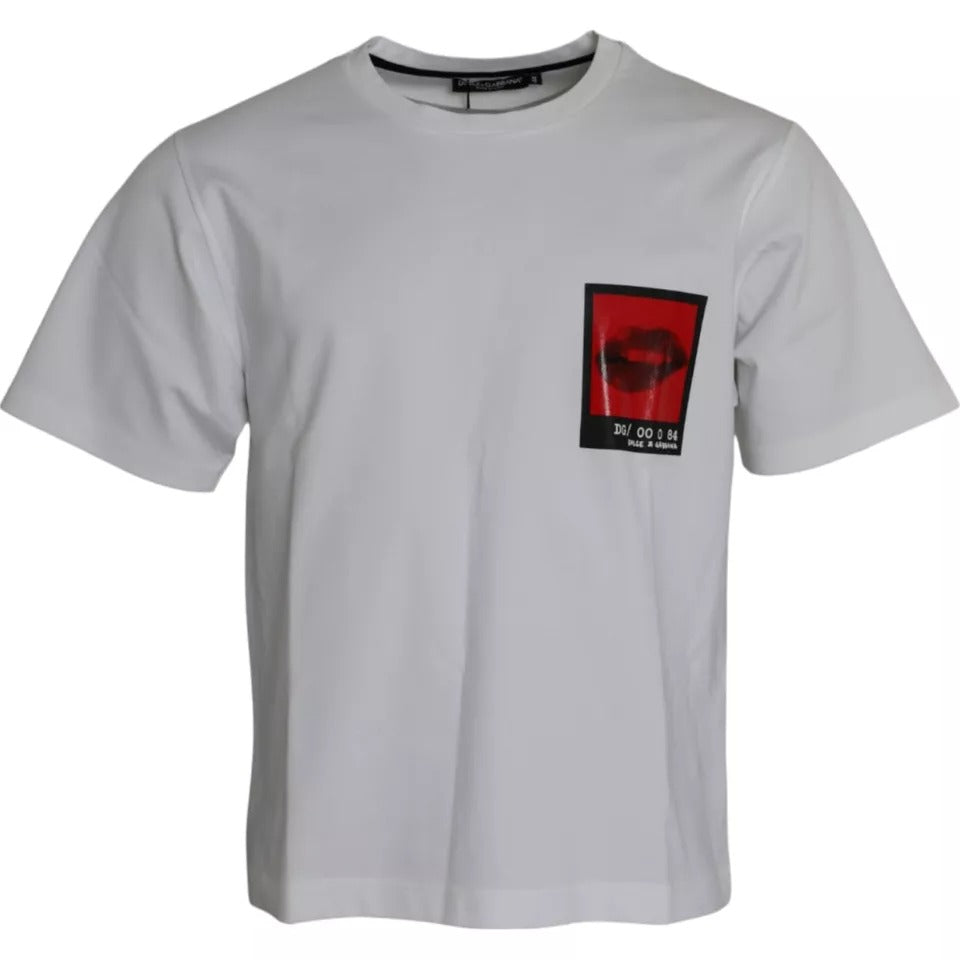 T-shirt Dolce & Gabbana blanc imprimé lèvres rouges