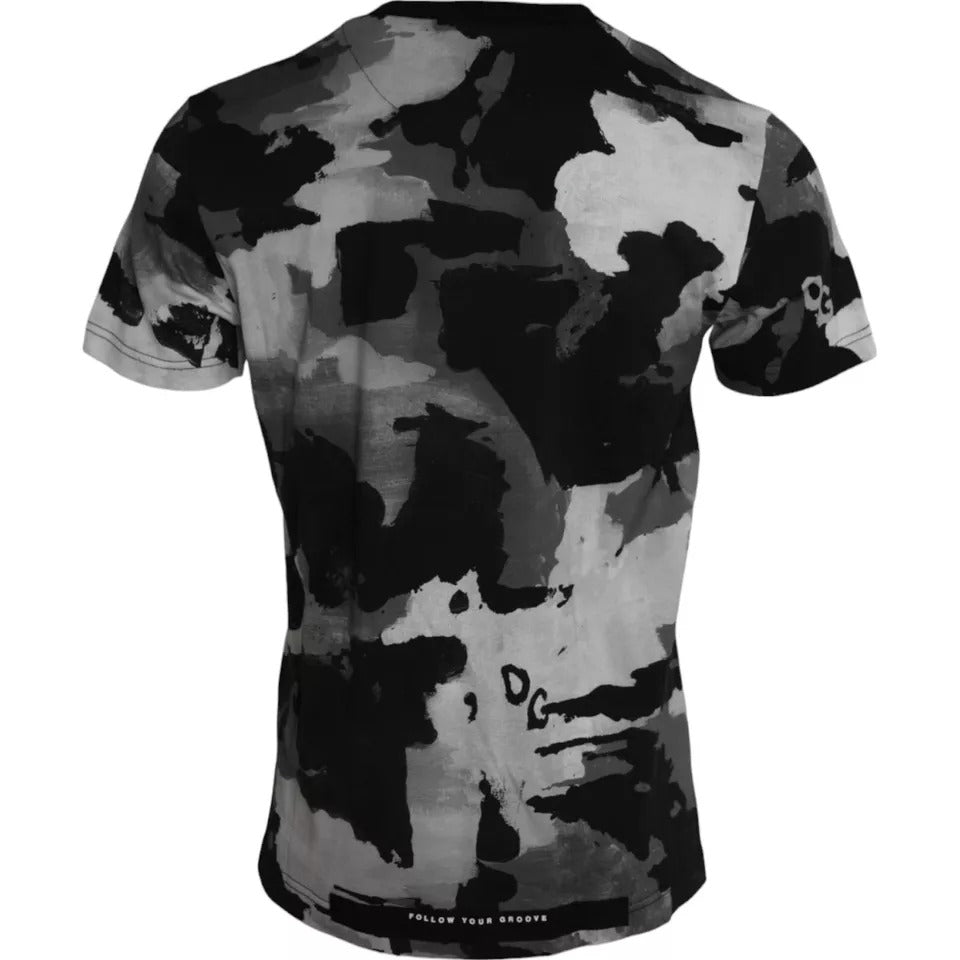 T-shirt Dolce & Gabbana camouflage noir et blanc