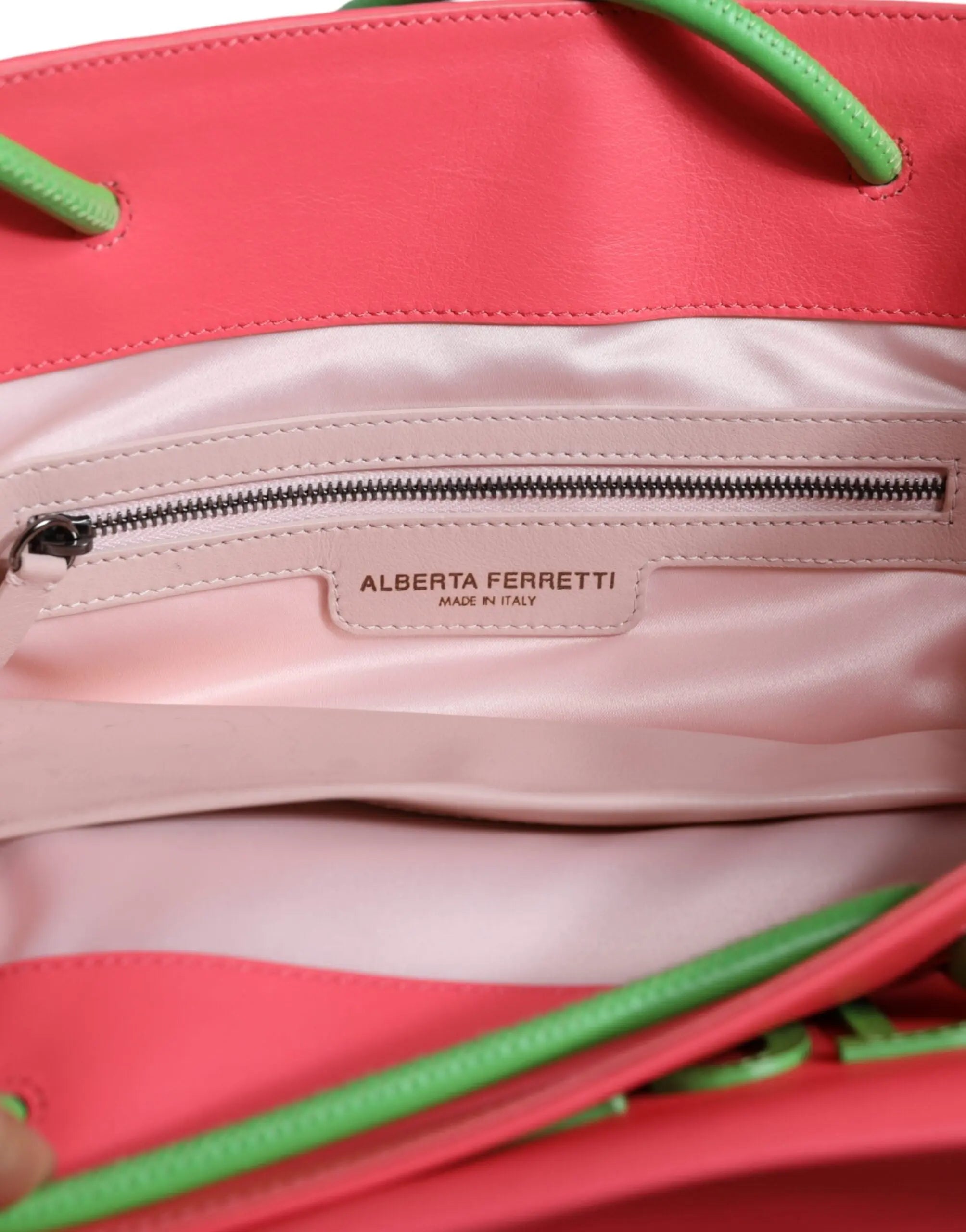 Sac cabas Alberta Ferretti Wednesday rose et vert Alberta Ferretti