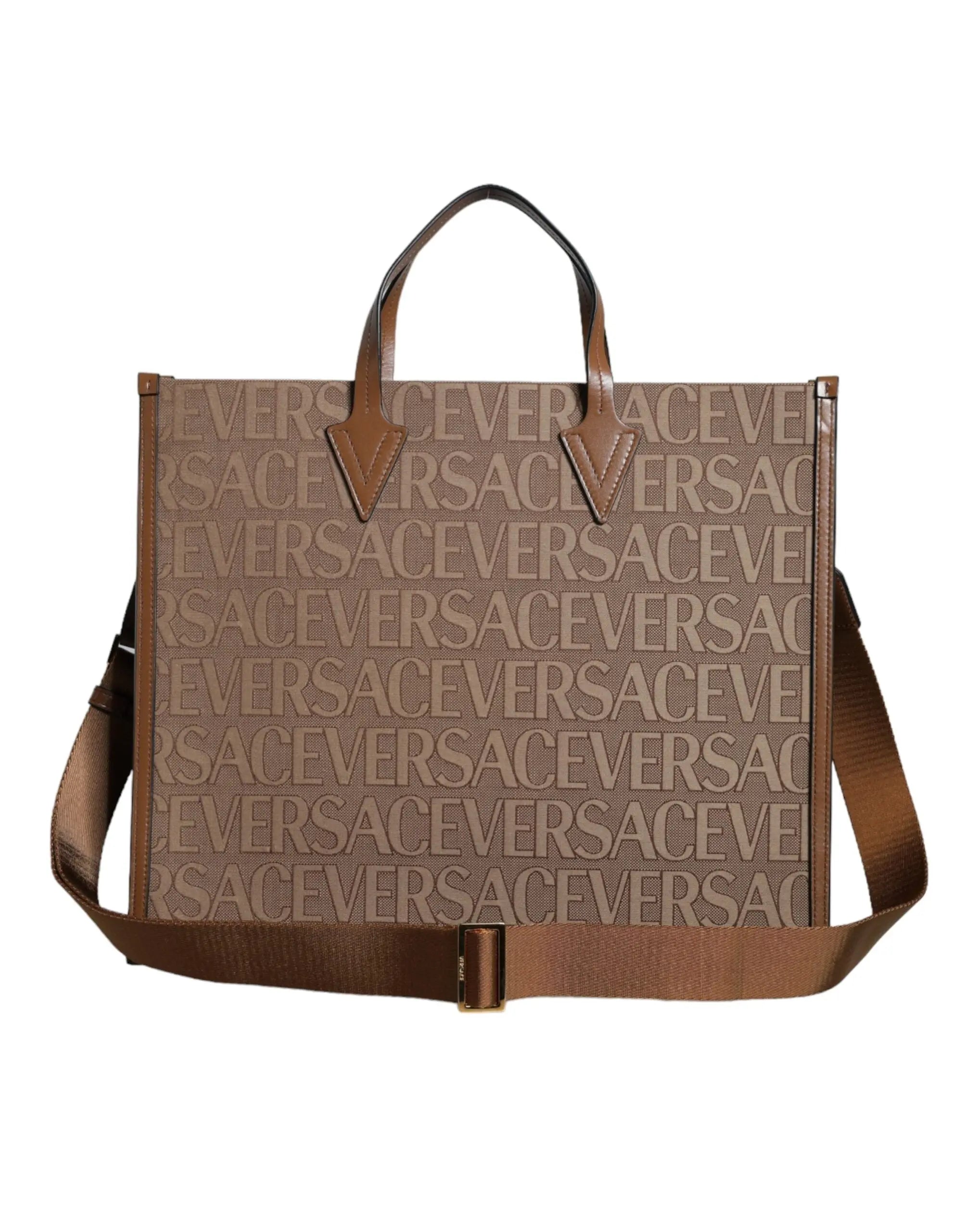 Sac tote Versace jacquard marron Versace