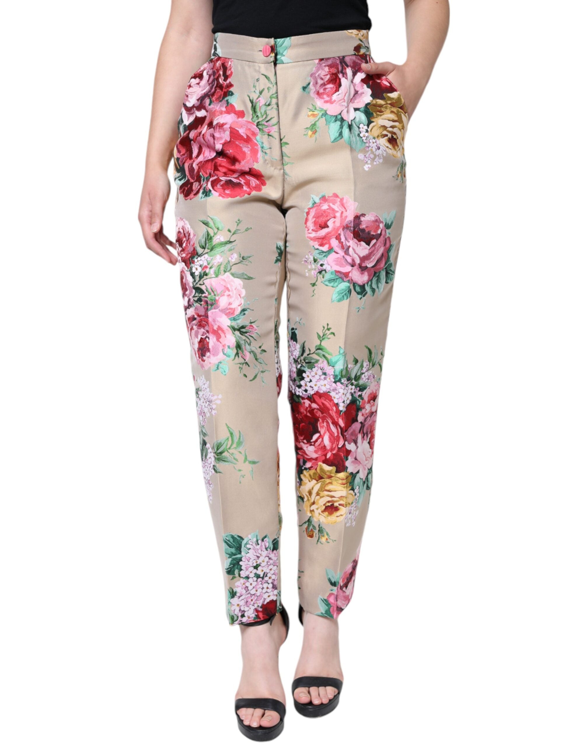 Pantalons Dolce & Gabbana taille haute beiges