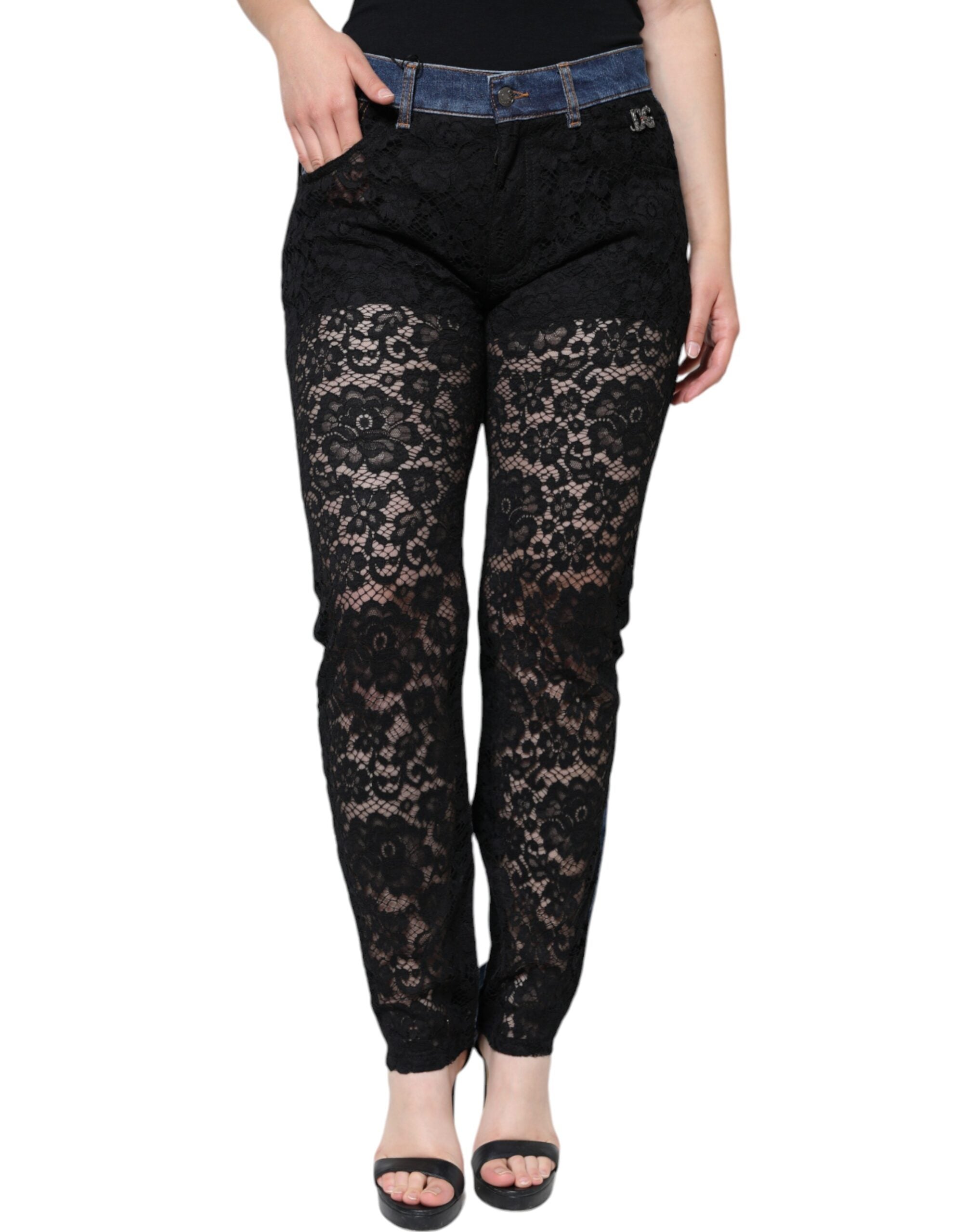 Jeans Dolce & Gabbana floral noirs