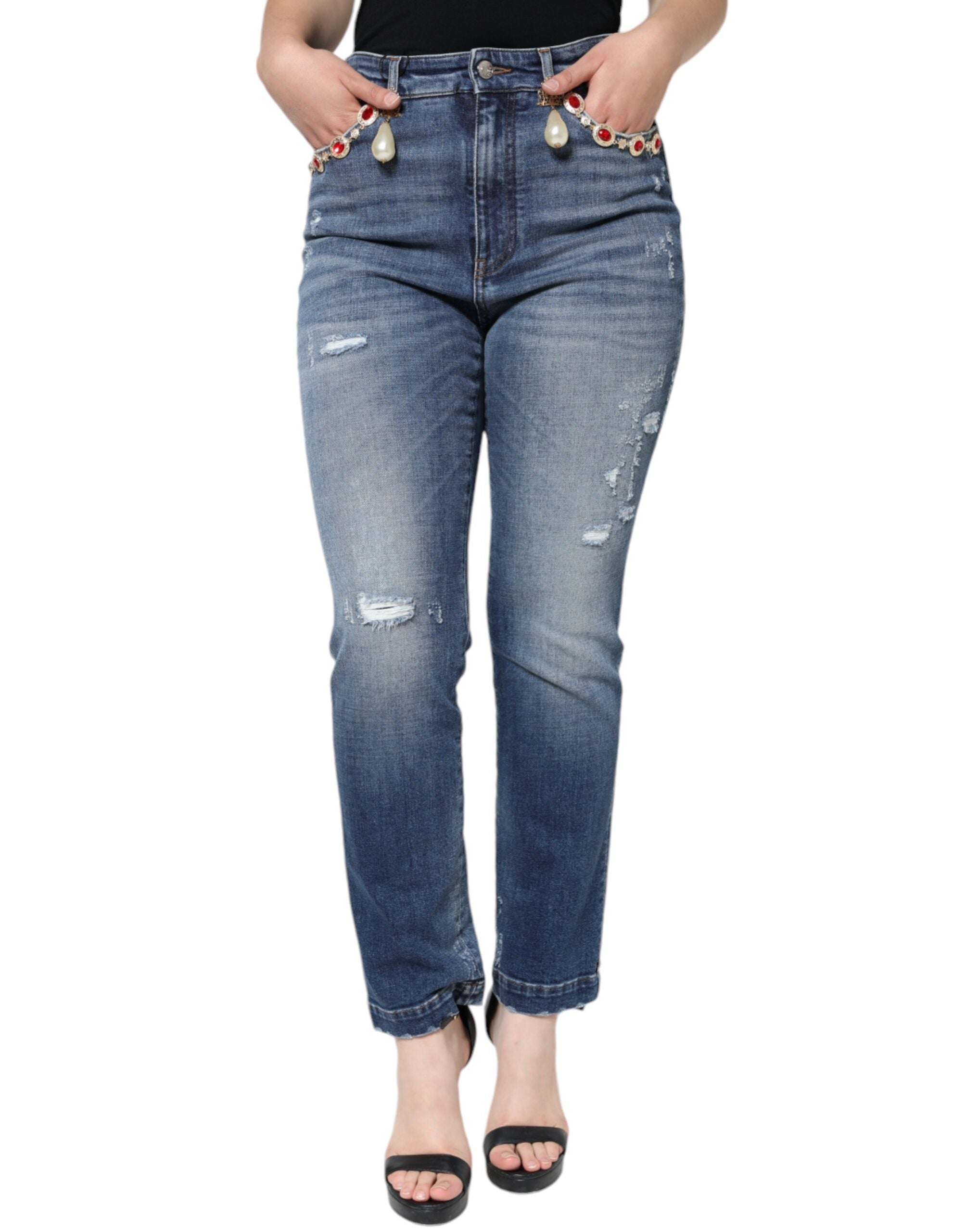 Jeans Dolce & Gabbana tatterds bleu foncé