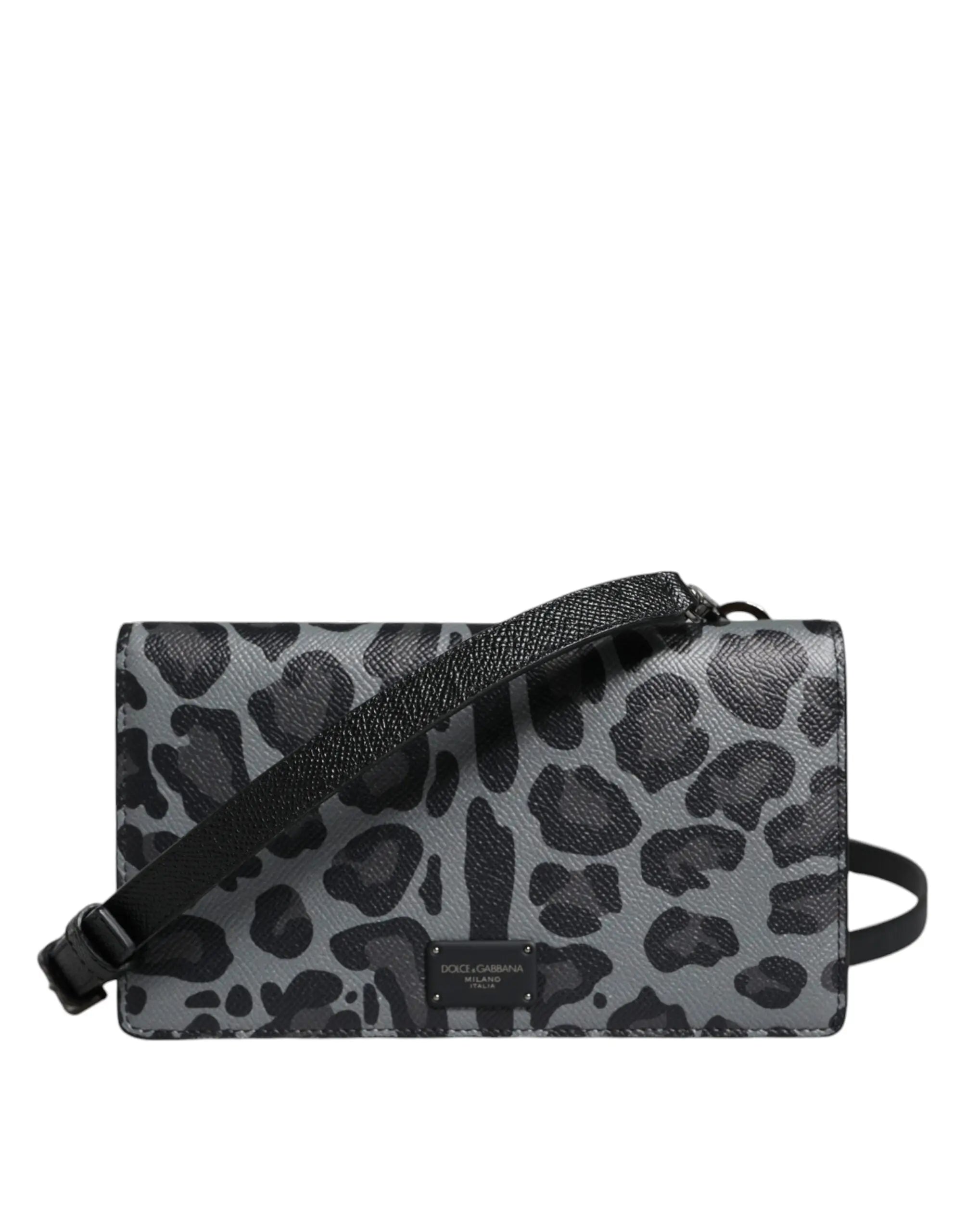 Sac bifold dolce & gabbana léopard noir et gris Dolce & Gabbana