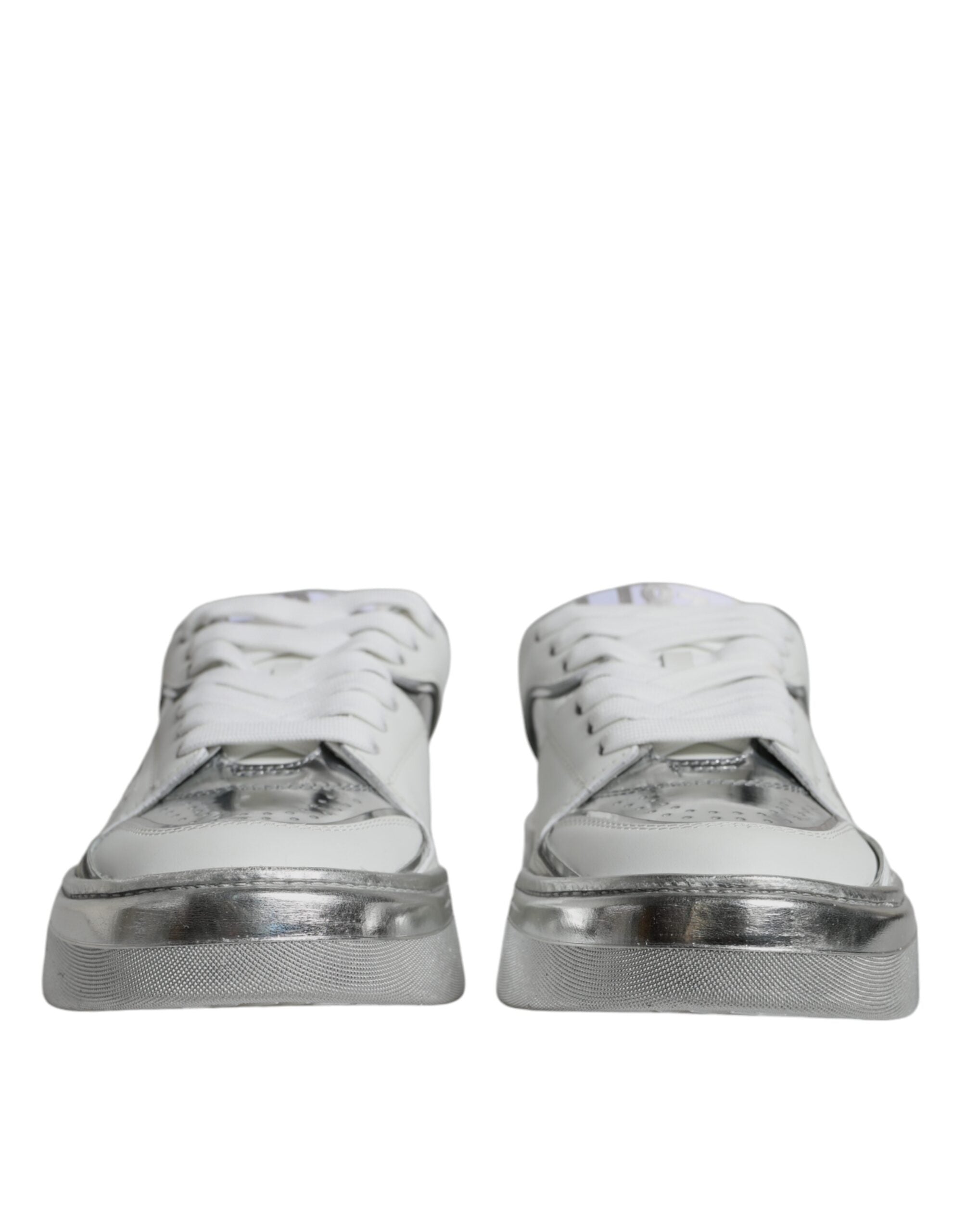 Baskets Dolce & Gabbana basses blanches argentées