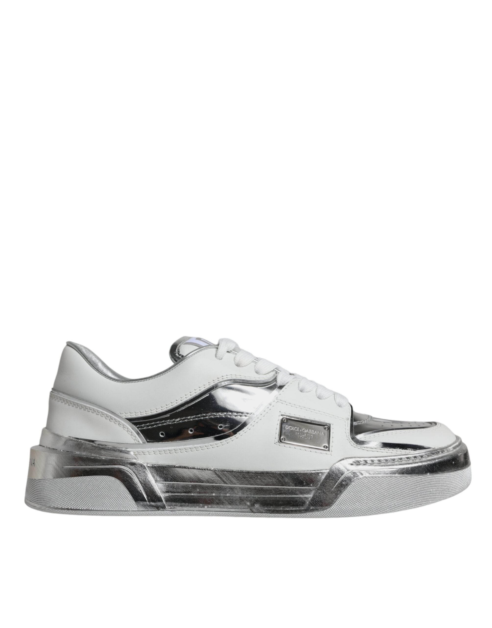 Baskets Dolce & Gabbana basses blanches argentées