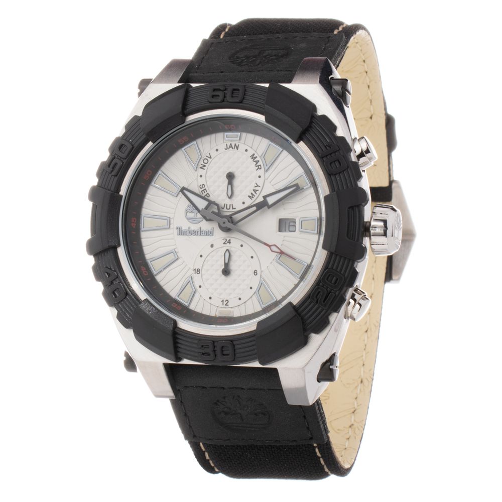 Montre Black Leather cadran blanc argentée