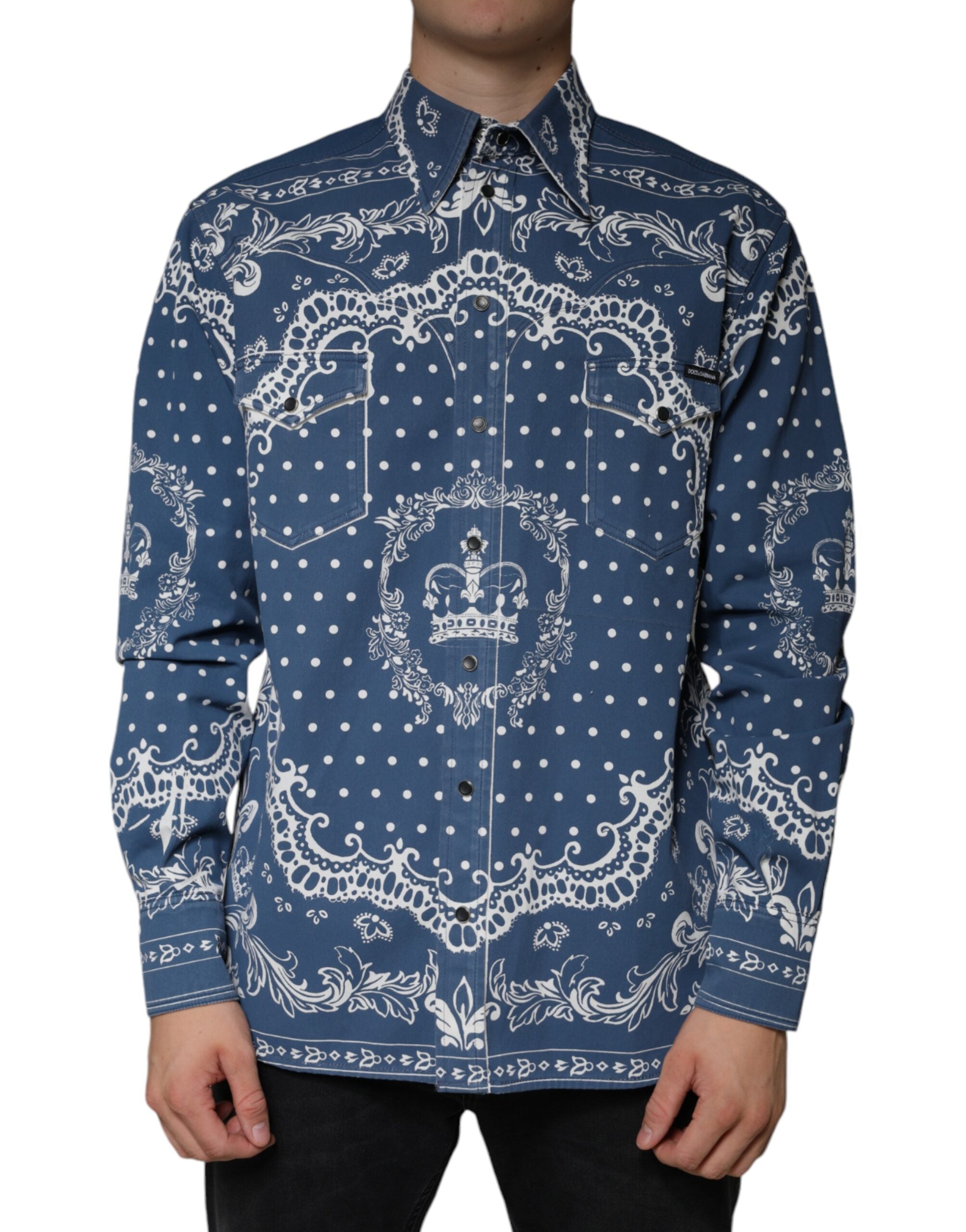 Chemise Dolce & Gabbana bandana bleue et blanche