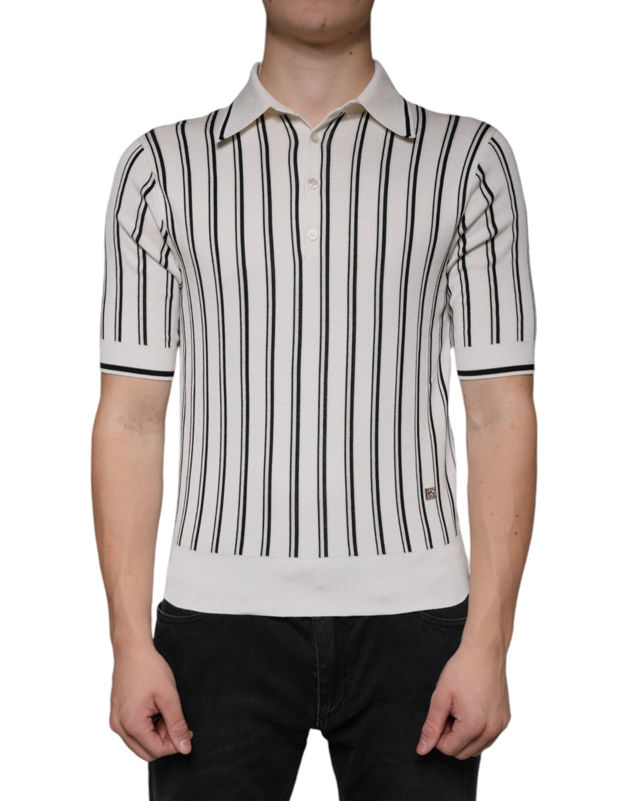 Polo Dolce & Gabbana rayé blanc noir