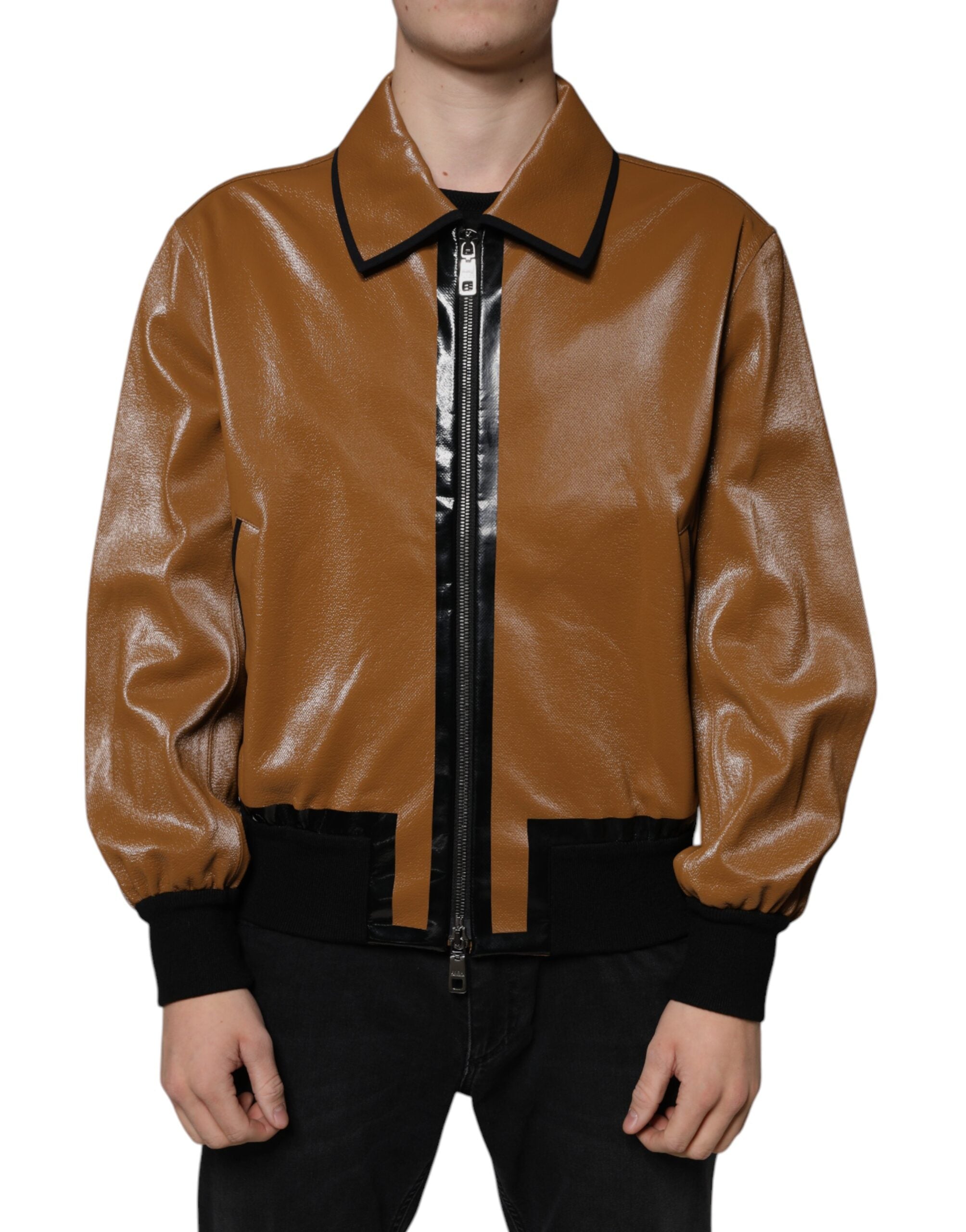 Veste en cuir Dolce & Gabbana brune