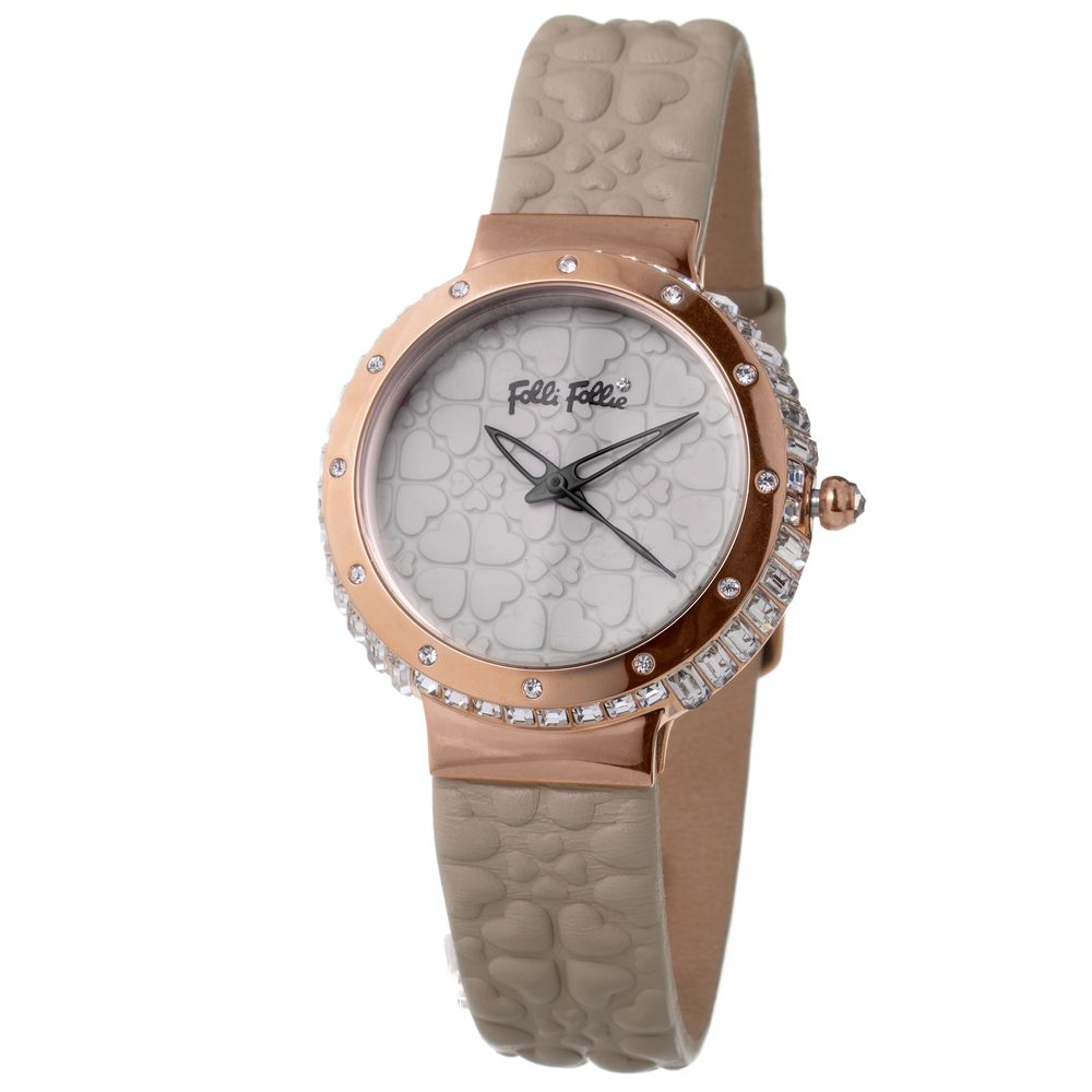 Montre quartz gris cuir grise