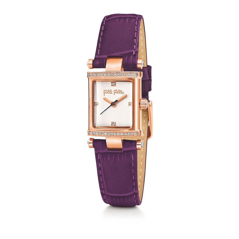 Montre en cuir violet blanche