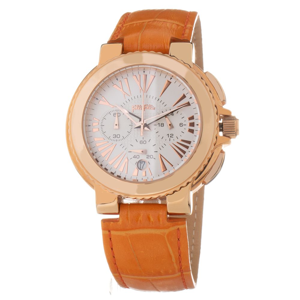 Montre Orange cuir blanche