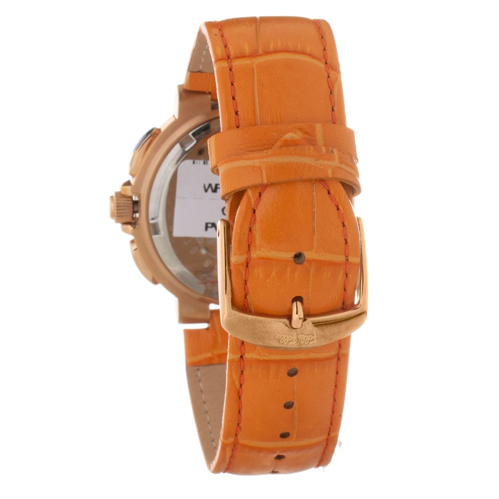 Montre Orange cuir blanche