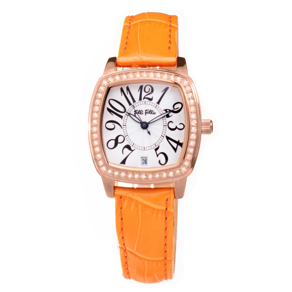 Montre orange cuir rose