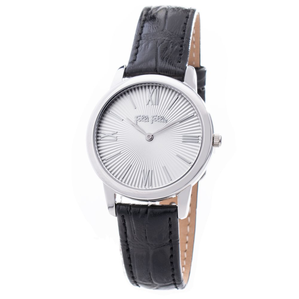 Montre quartz en cuir noire