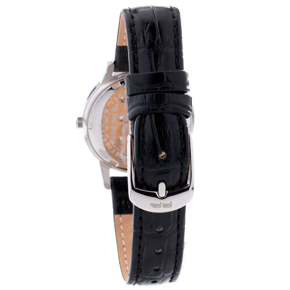 Montre quartz en cuir noire