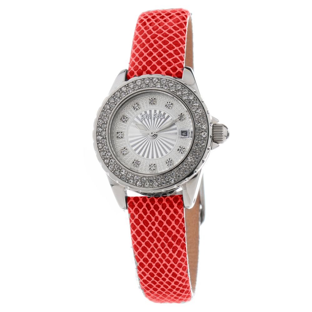 Montre en cuir rouge blanche