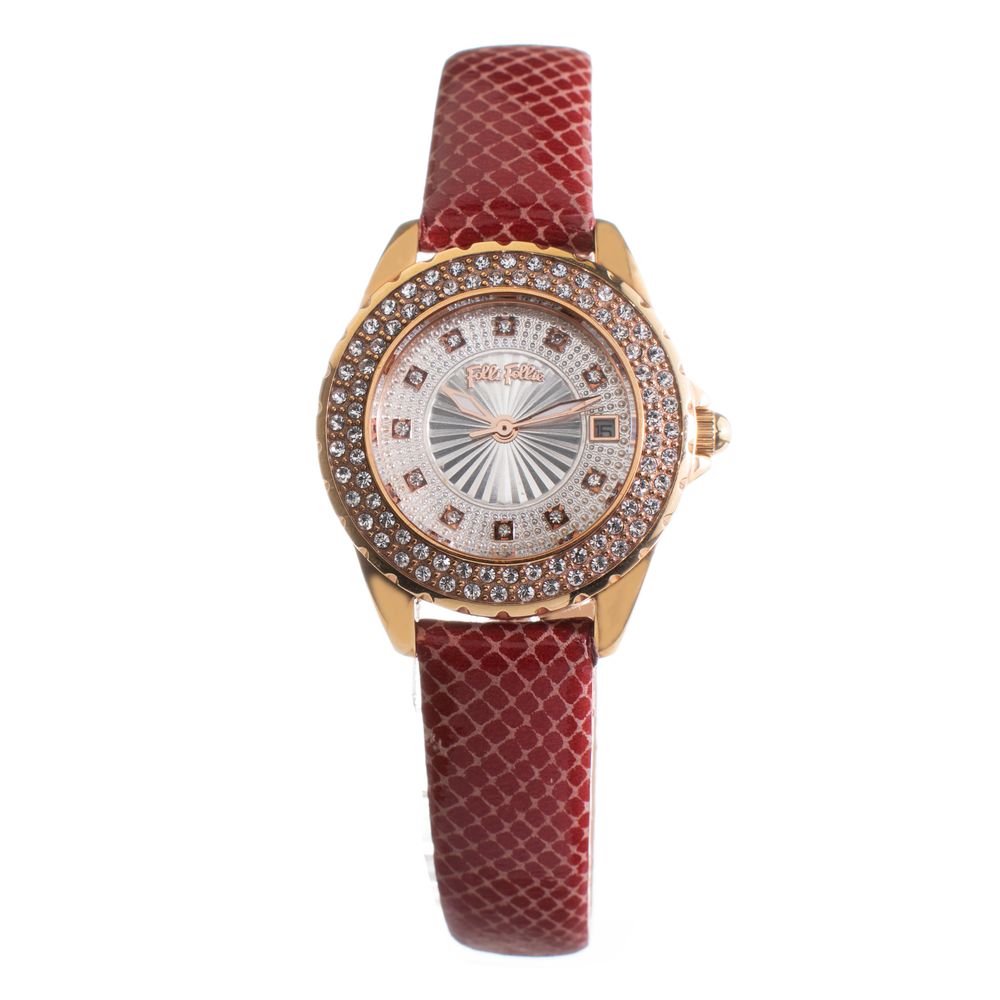 Montre cuir rouge grise
