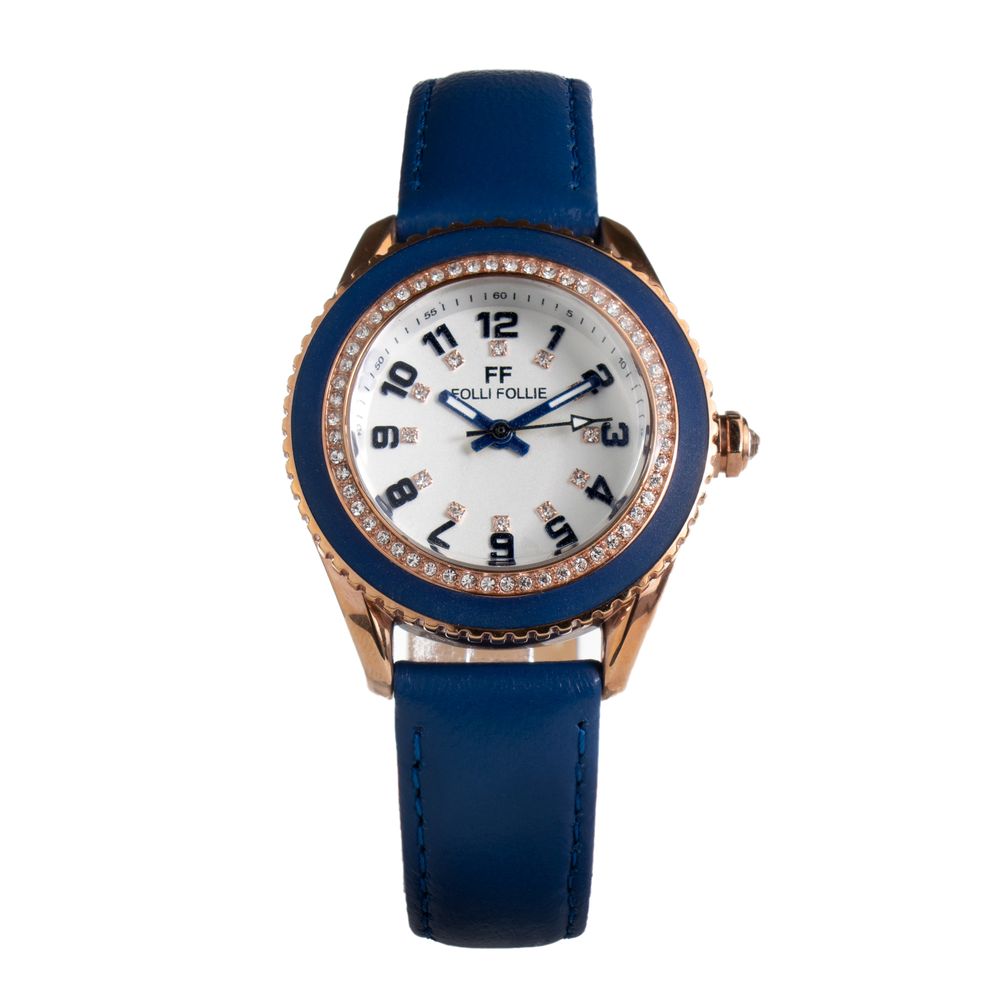 Montre quartz en acier doré bleu