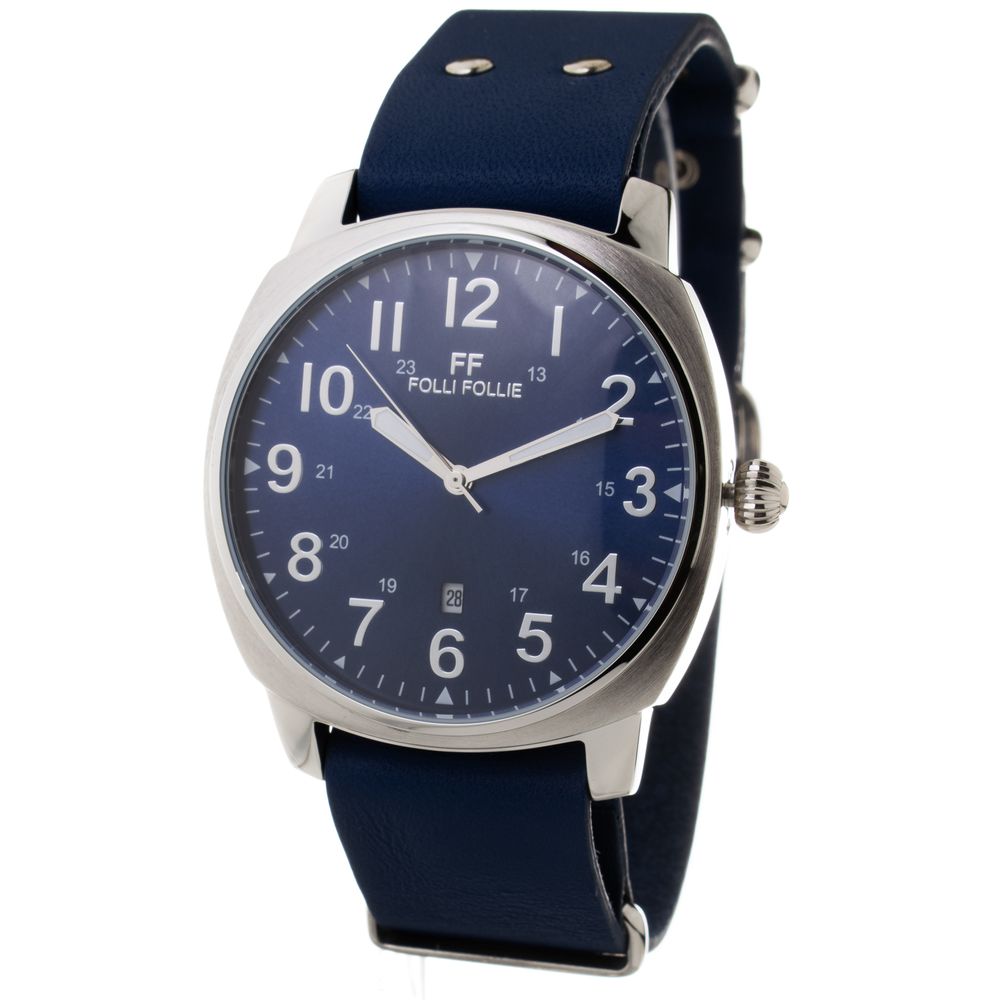 Montre quartz bleue cuir bleu