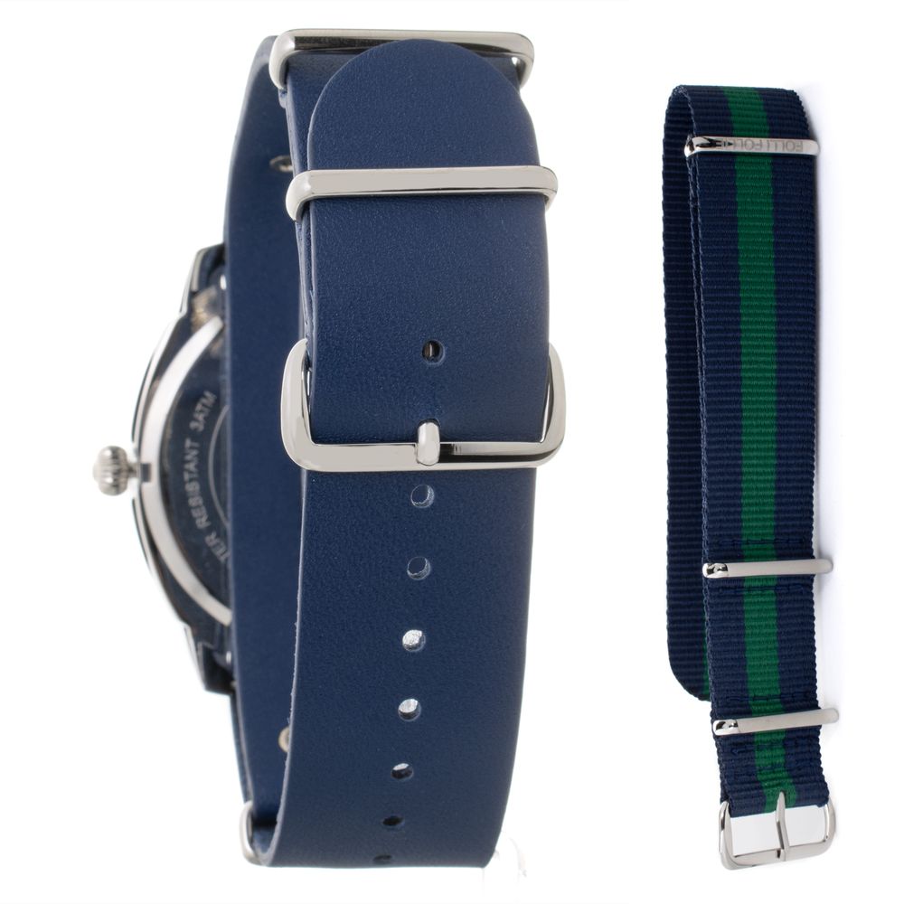 Montre quartz bleue cuir bleu